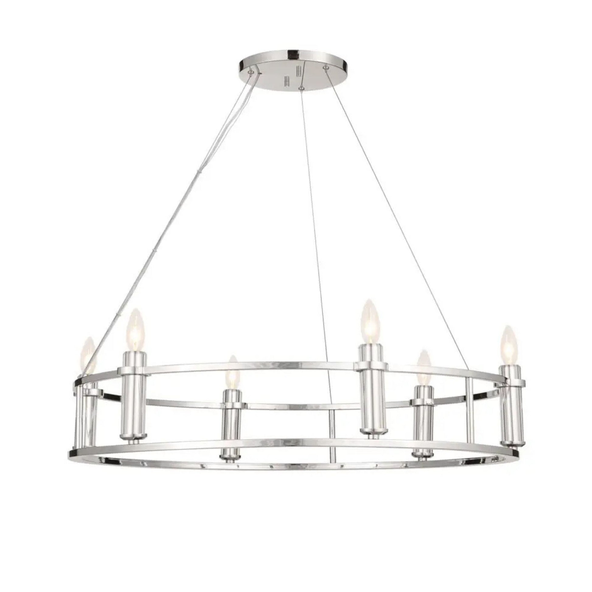 Kichler Lighting - Rosalind 33" 6-Light Chandelier, Polished Nickel Finish | Bees Lighting