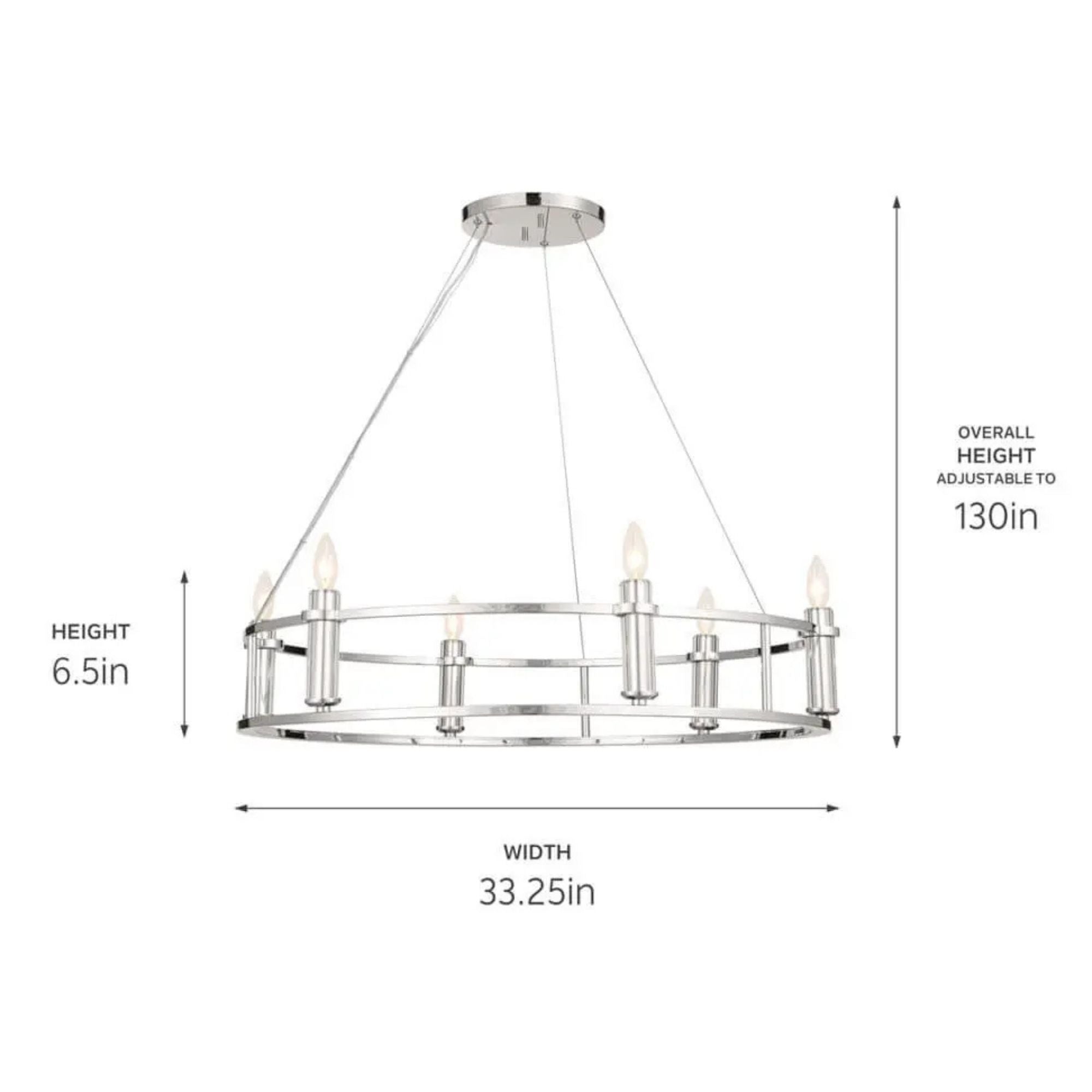 Kichler Lighting - Rosalind 33" 6-Light Chandelier, Polished Nickel Finish | Bees Lighting