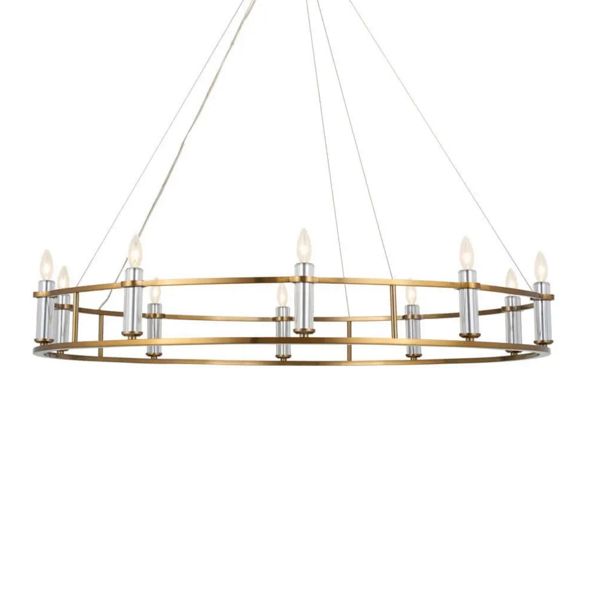 Rosalind 50" 10-Light Chandelier, Brushed Natural Brass Finish