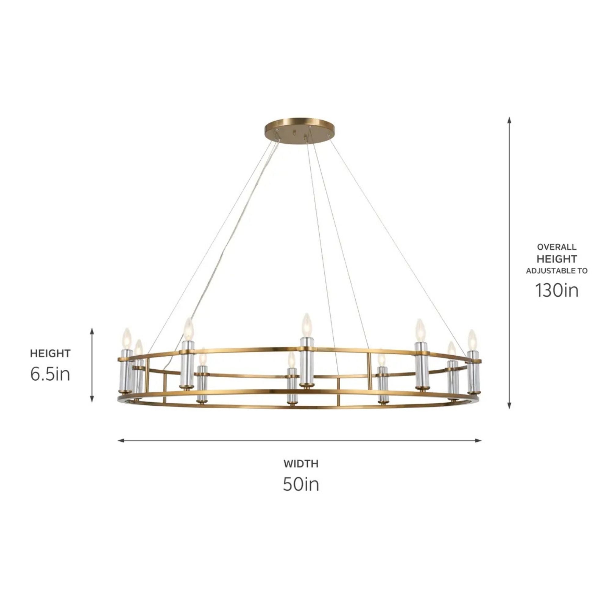 Kichler Lighting - Rosalind 50" 10-Light Chandelier, Brushed Natural Brass Finish | Bees Lighting