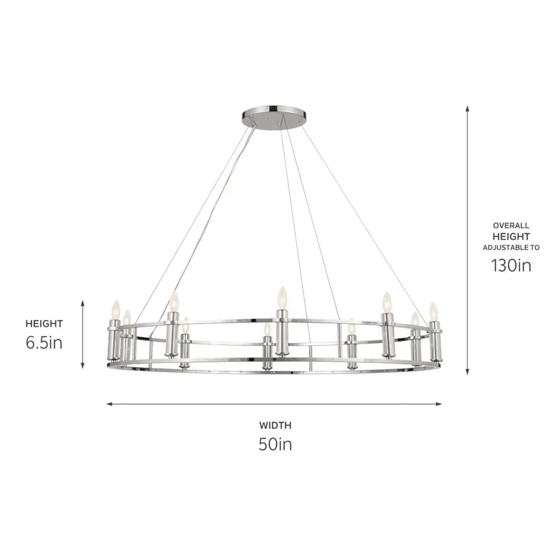 Kichler Lighting - Rosalind 50" 10-Light Chandelier, Polished Nickel Finish | Bees Lighting
