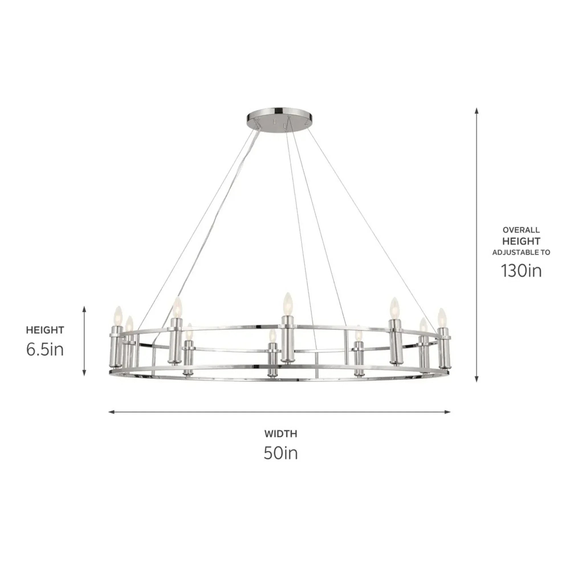 Kichler Lighting - Rosalind 50" 10-Light Chandelier, Polished Nickel Finish | Bees Lighting