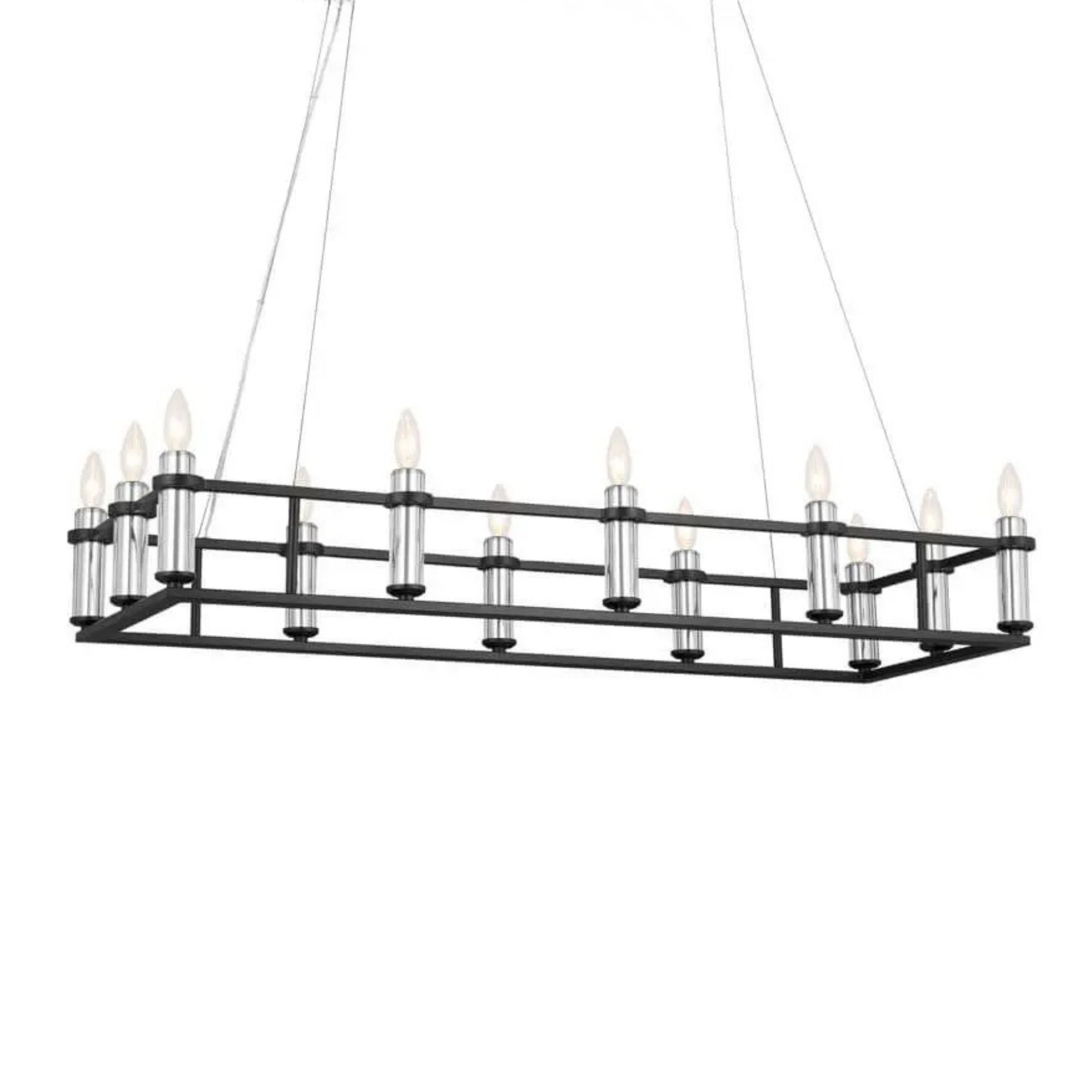 Rosalind 45" 12-Light Linear Chandelier, Black Finish