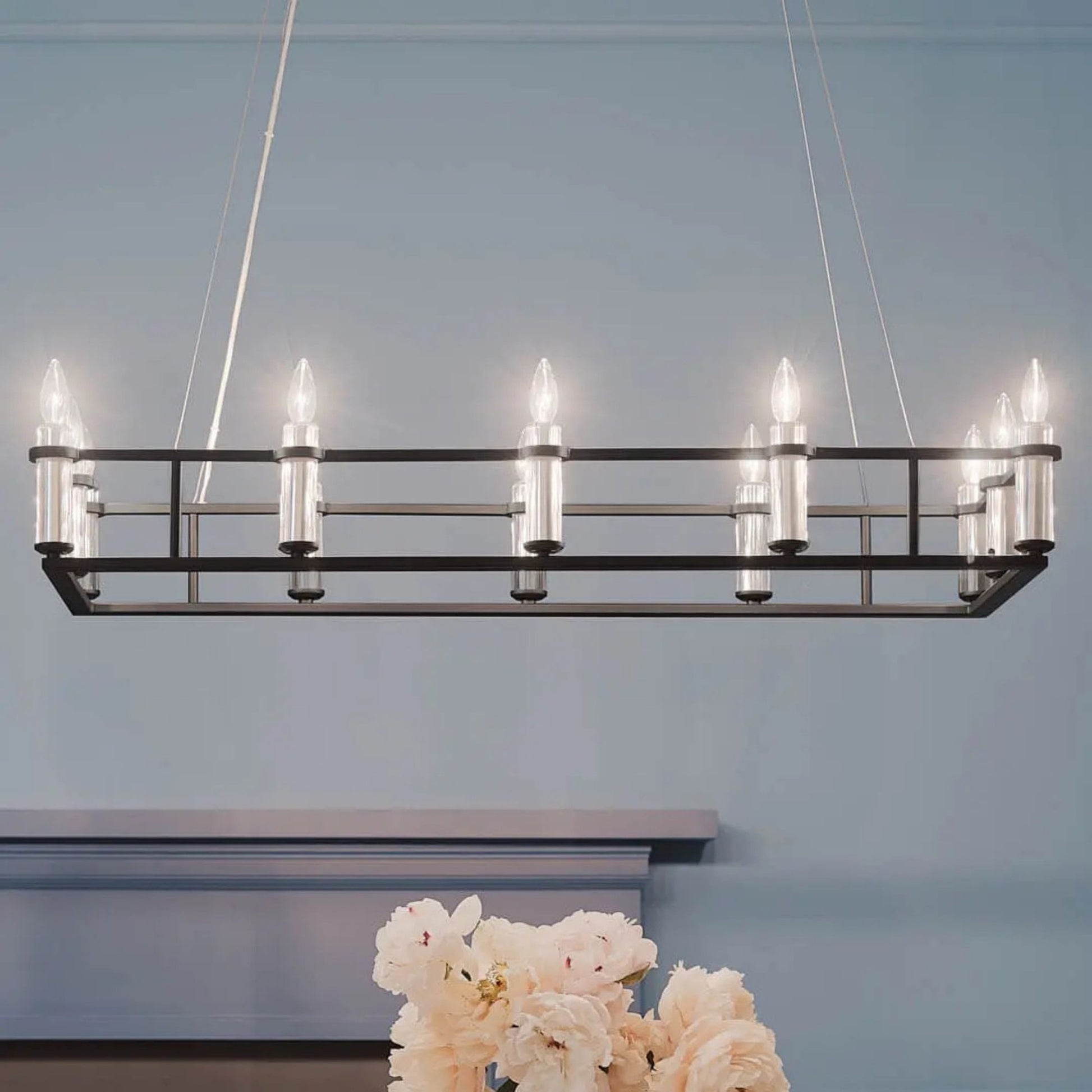 Kichler Lighting - Rosalind 45" 12-Light Linear Chandelier, Black Finish | Bees Lighting