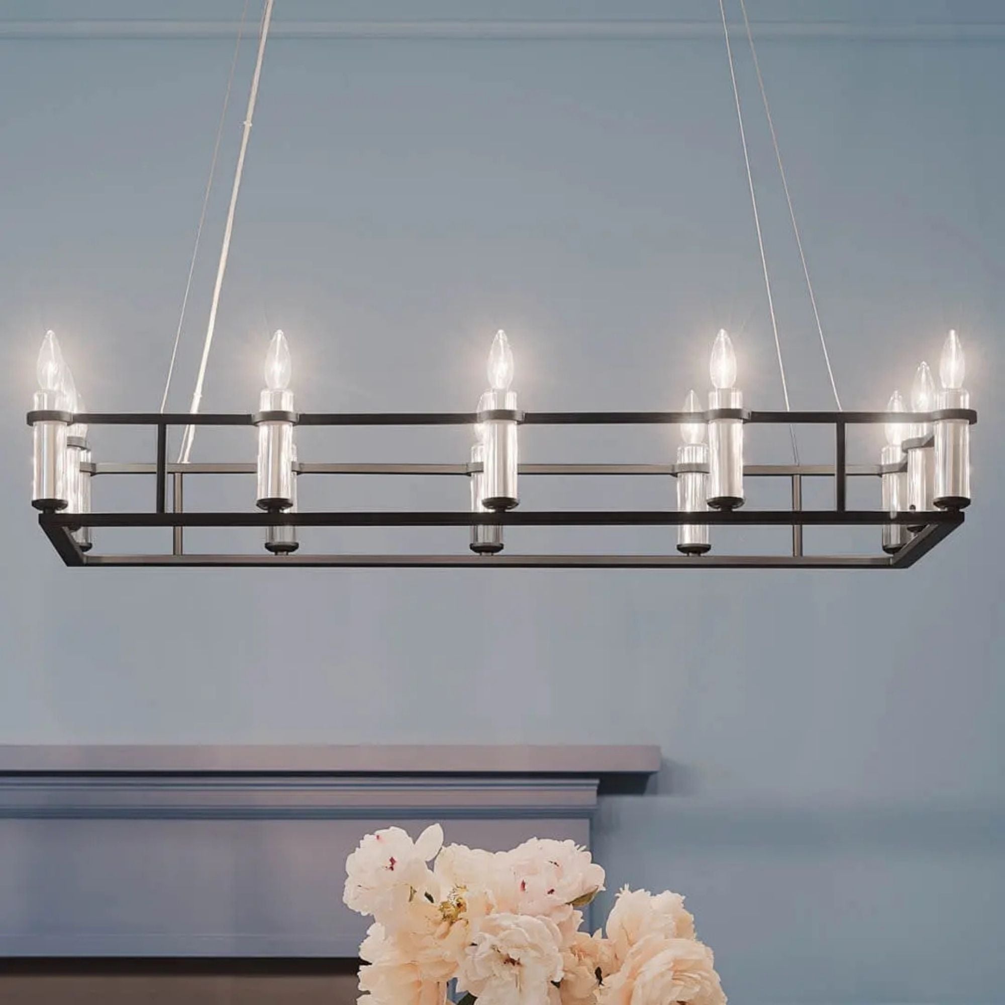 Kichler Lighting - Rosalind 45" 12-Light Linear Chandelier, Black Finish | Bees Lighting