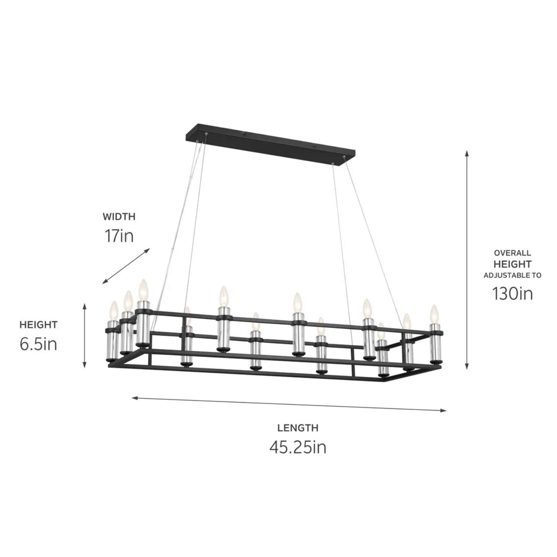 Kichler Lighting - Rosalind 45" 12-Light Linear Chandelier, Black Finish | Bees Lighting