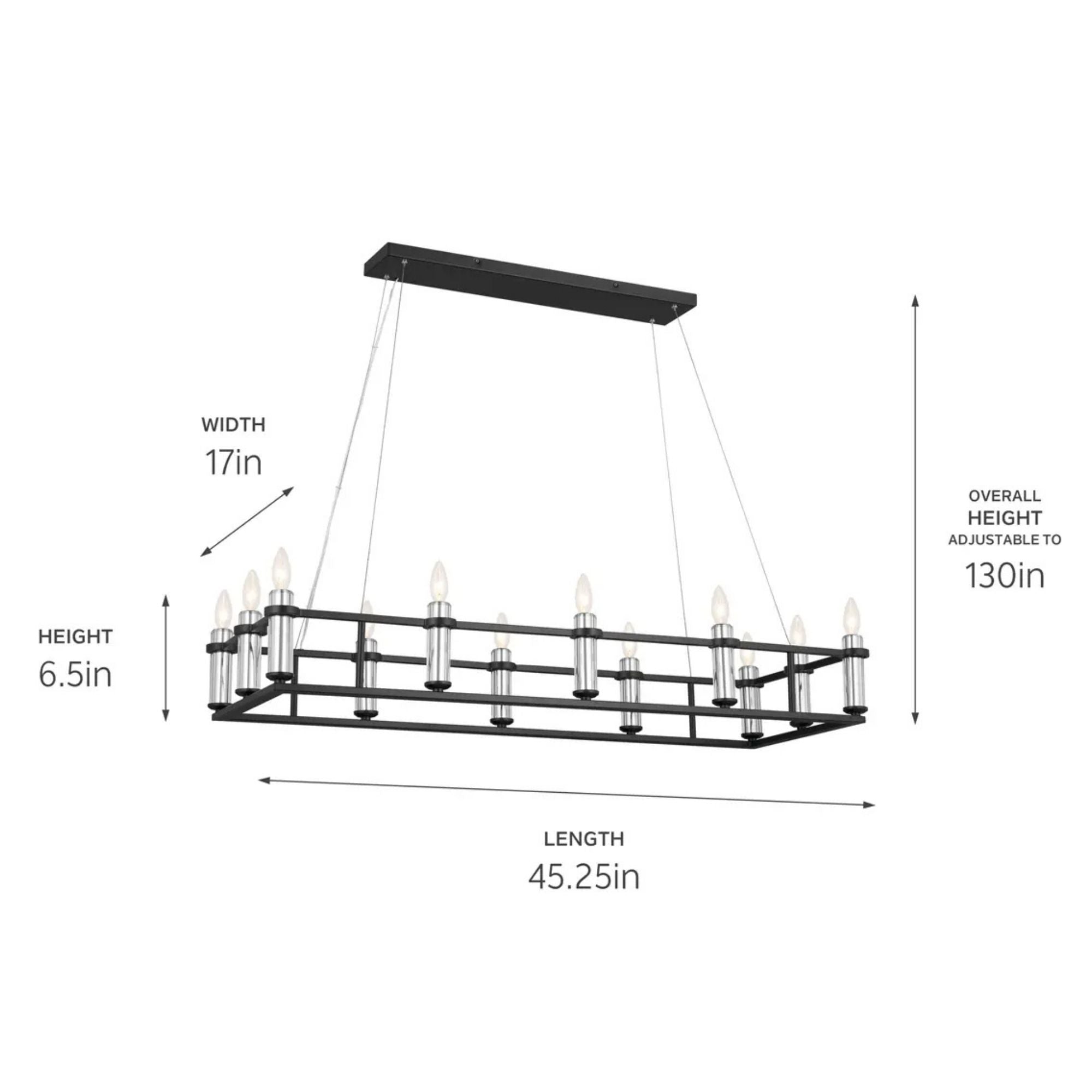 Kichler Lighting - Rosalind 45" 12-Light Linear Chandelier, Black Finish | Bees Lighting