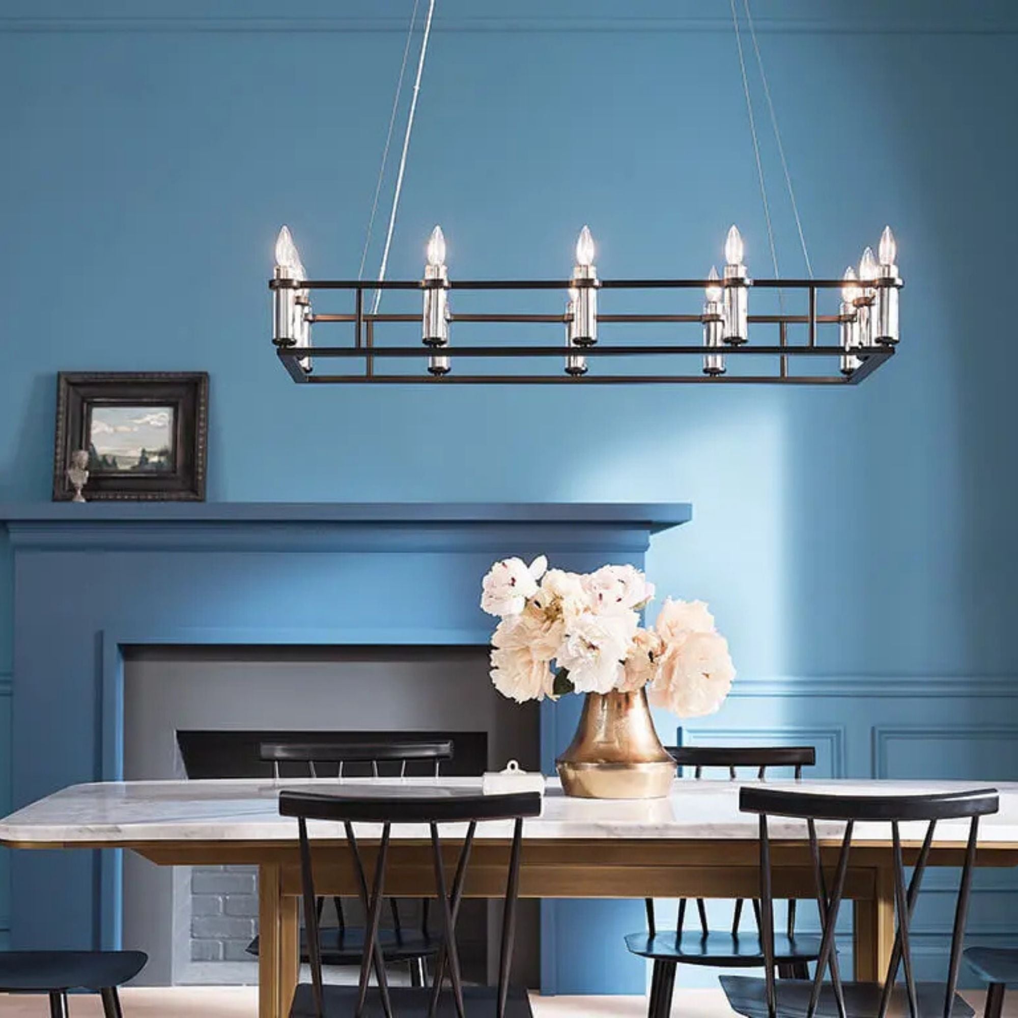 Kichler Lighting - Rosalind 45" 12-Light Linear Chandelier, Black Finish | Bees Lighting