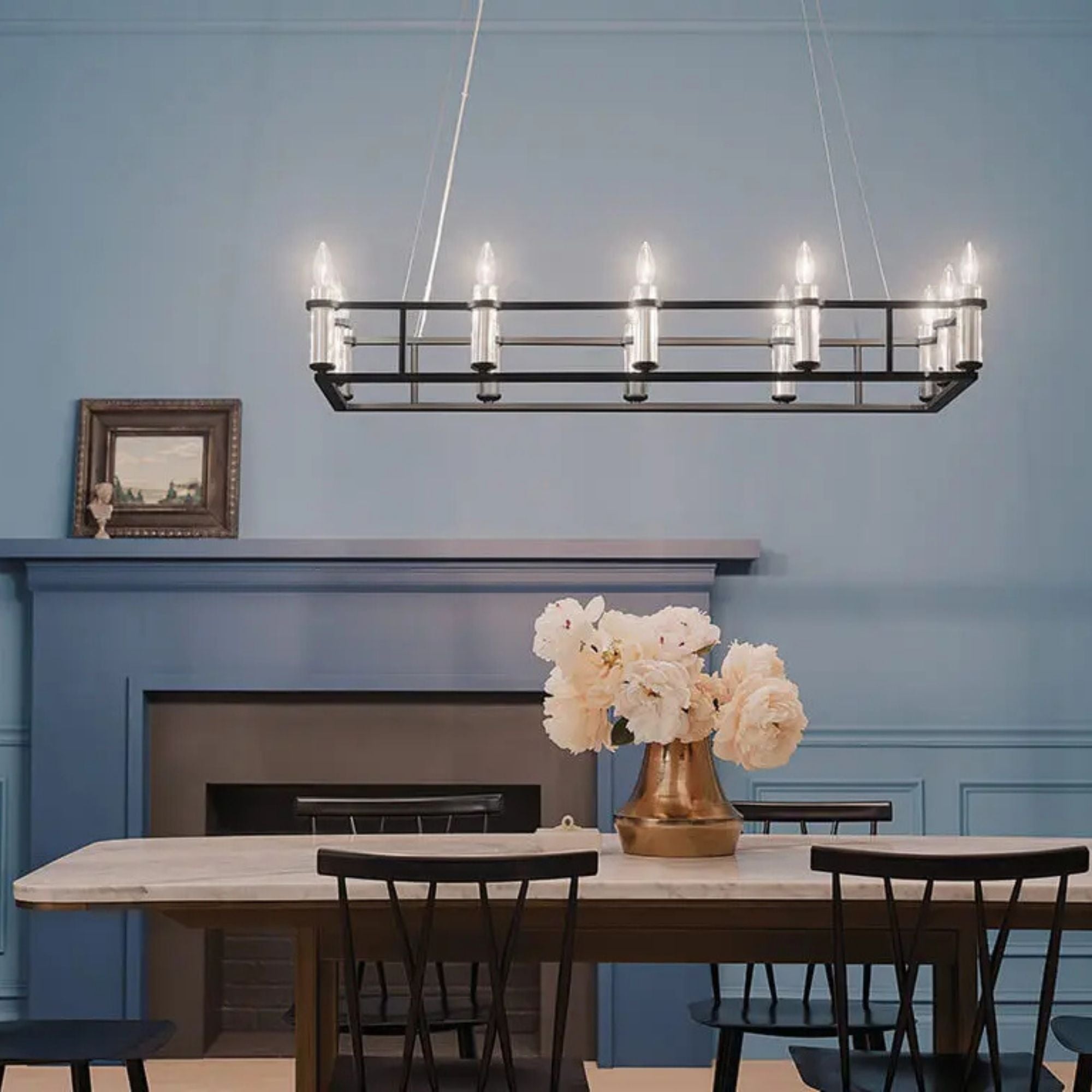 Kichler Lighting - Rosalind 45" 12-Light Linear Chandelier, Black Finish | Bees Lighting