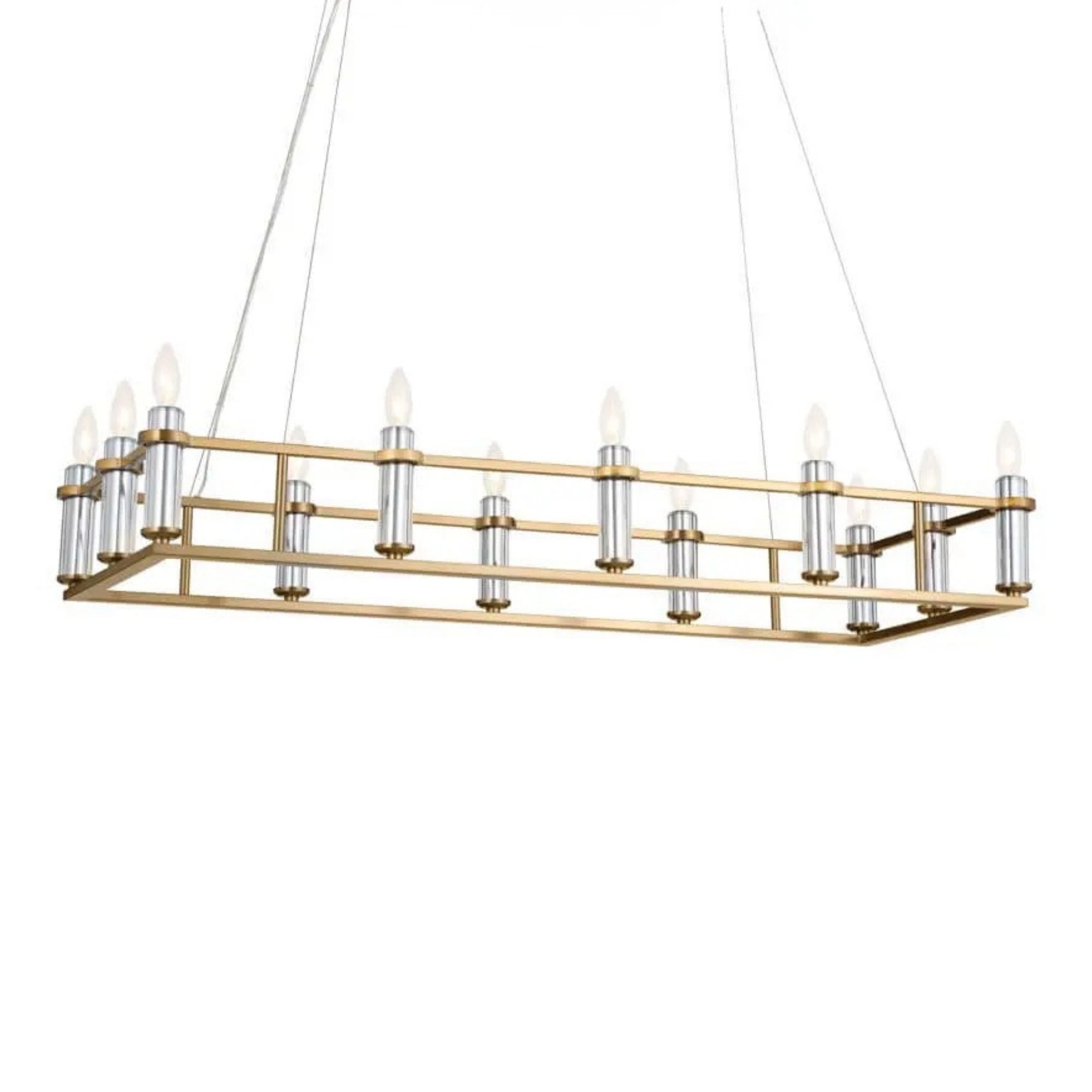 Rosalind 45" 12-Light Linear Chandelier, Brushed Natural Brass Finish