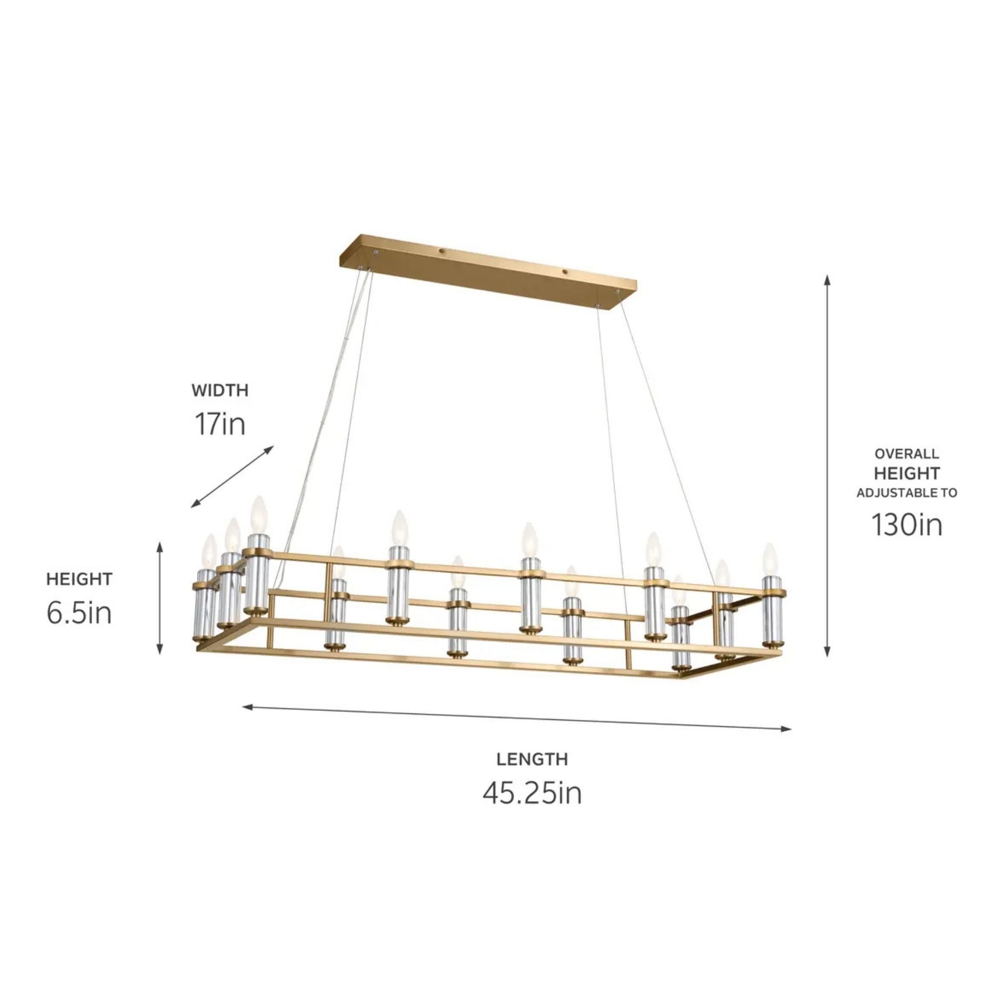Kichler Lighting - Rosalind 45" 12-Light Linear Chandelier, Brushed Natural Brass Finish | Bees Lighting