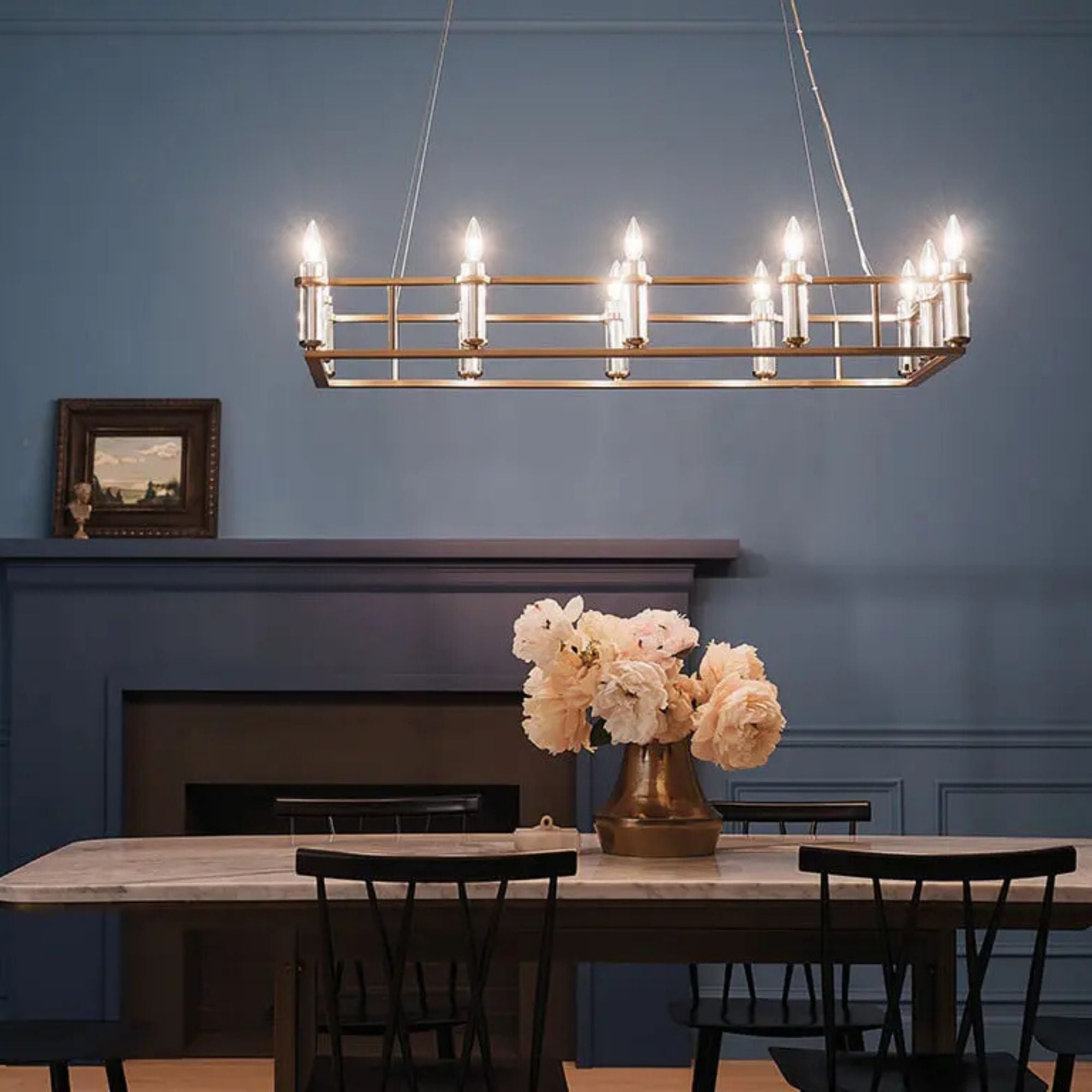 Kichler Lighting - Rosalind 45" 12-Light Linear Chandelier, Brushed Natural Brass Finish | Bees Lighting