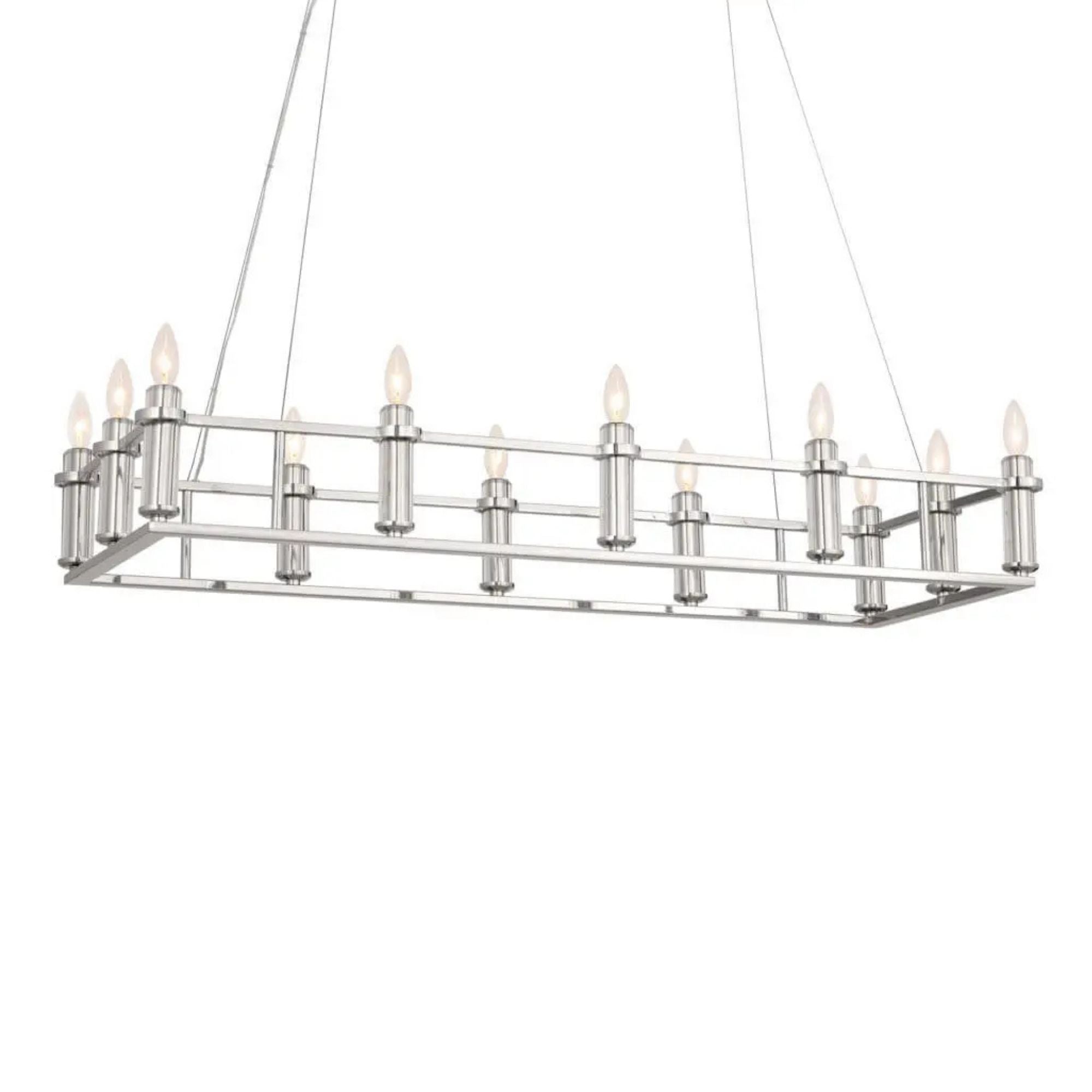 Rosalind 45" 12-Light Linear Chandelier, Polished Nickel Finish