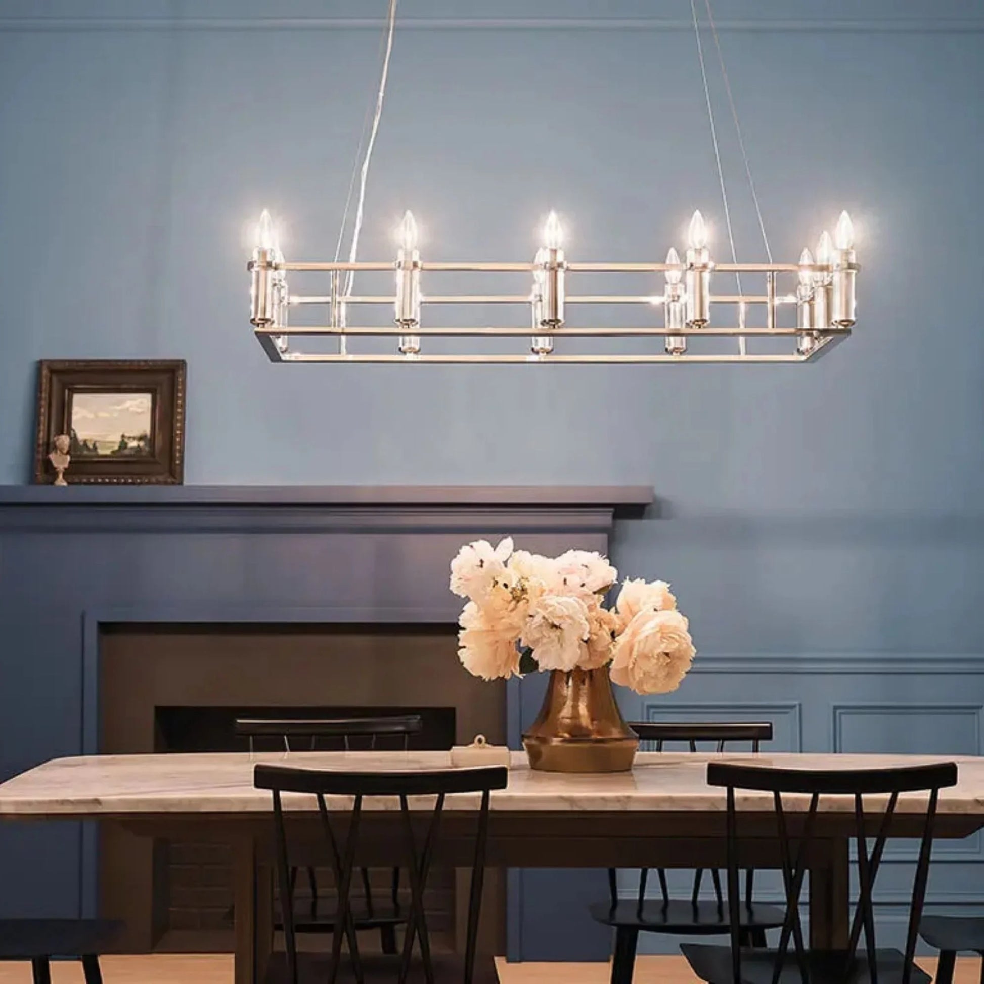 Kichler Lighting - Rosalind 45" 12-Light Linear Chandelier, Polished Nickel Finish | Bees Lighting