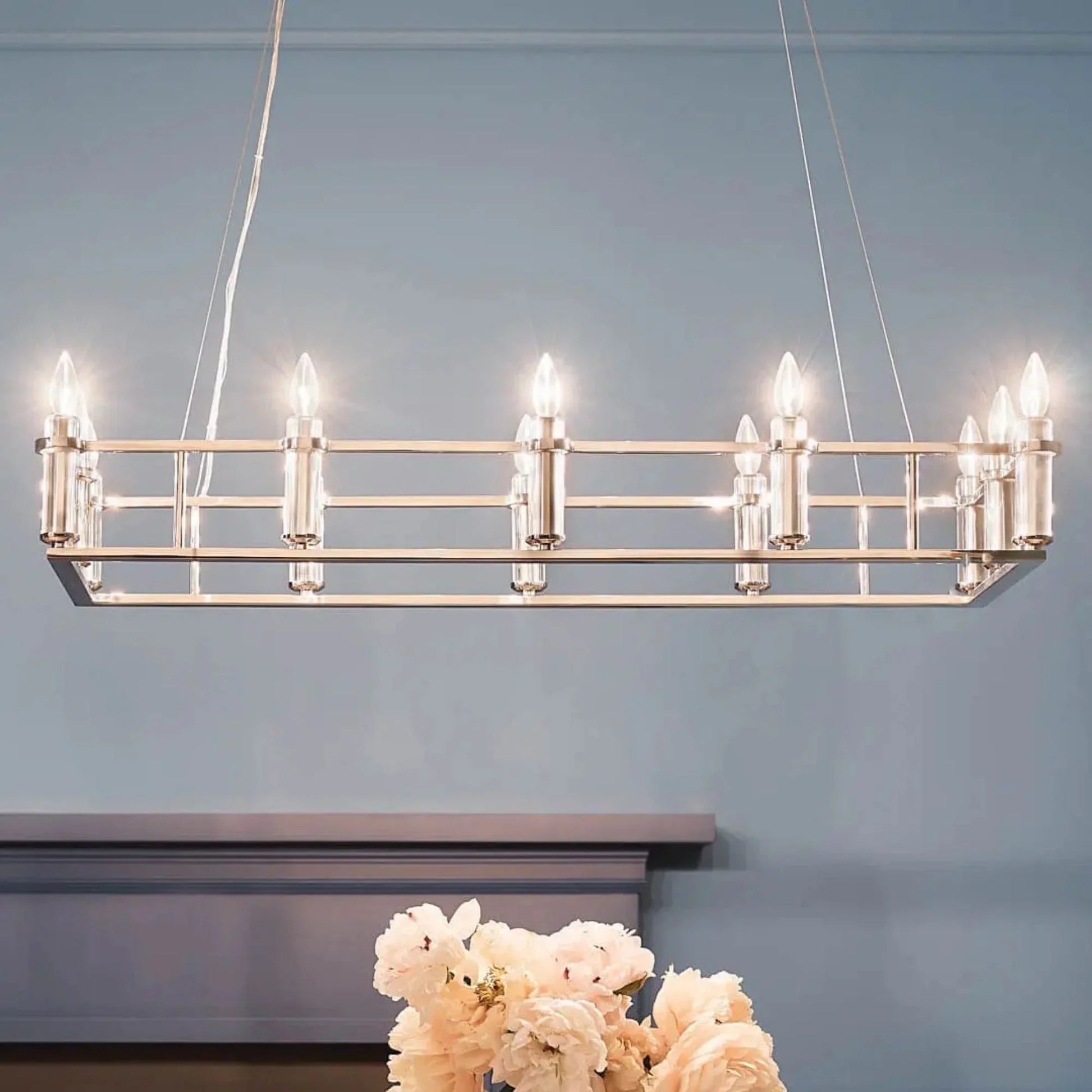 Kichler Lighting - Rosalind 45" 12-Light Linear Chandelier, Polished Nickel Finish | Bees Lighting
