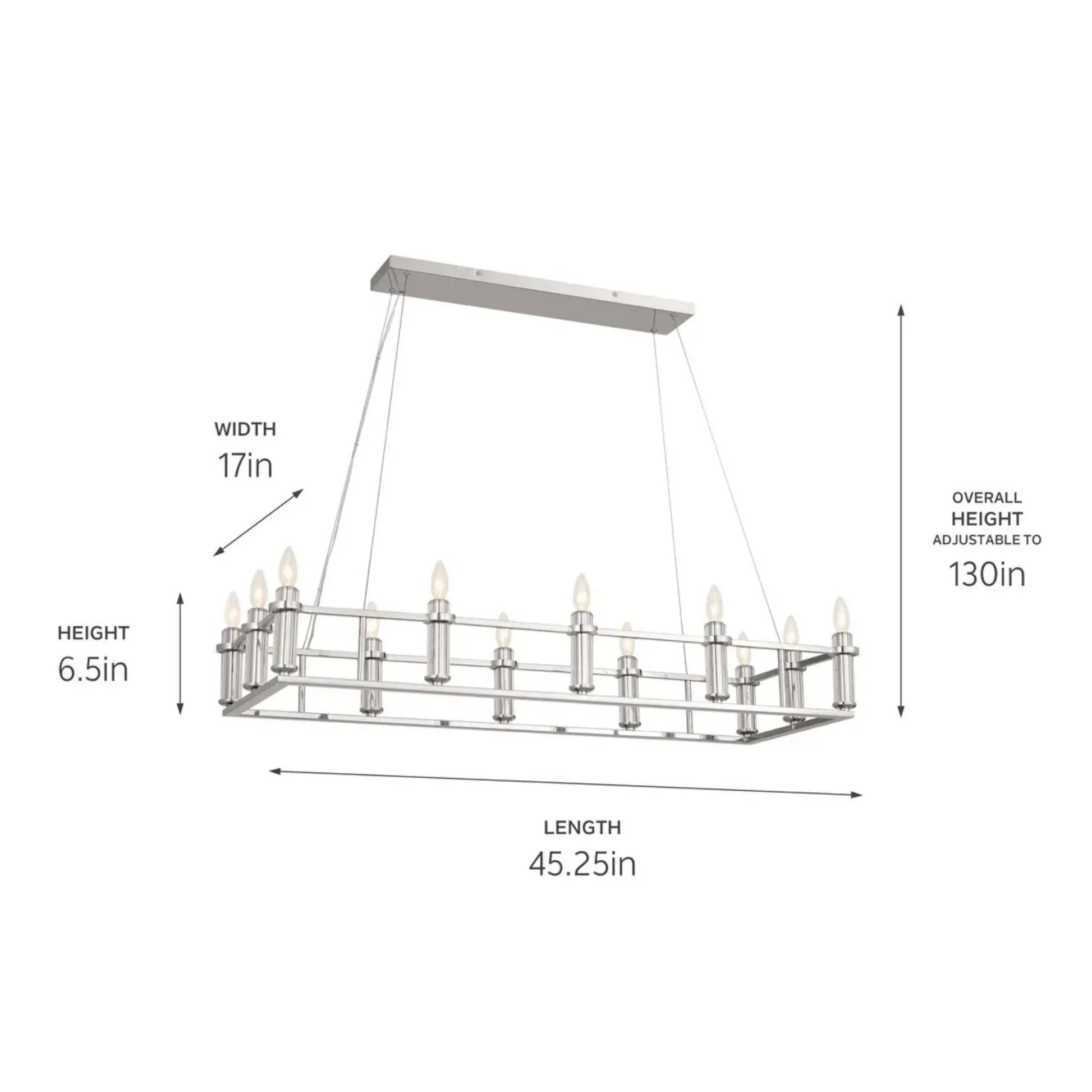Kichler Lighting - Rosalind 45" 12-Light Linear Chandelier, Polished Nickel Finish | Bees Lighting