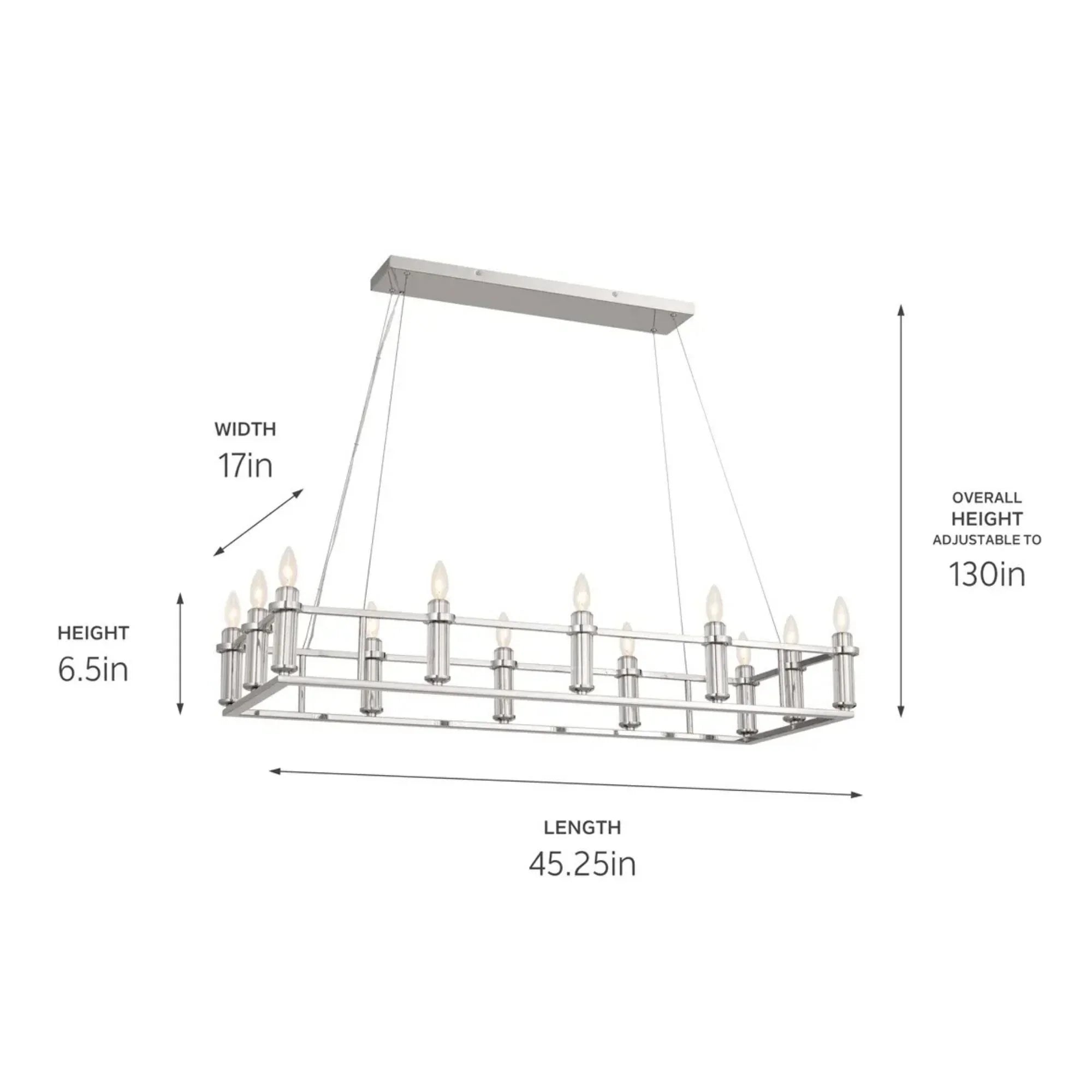 Kichler Lighting - Rosalind 45" 12-Light Linear Chandelier, Polished Nickel Finish | Bees Lighting