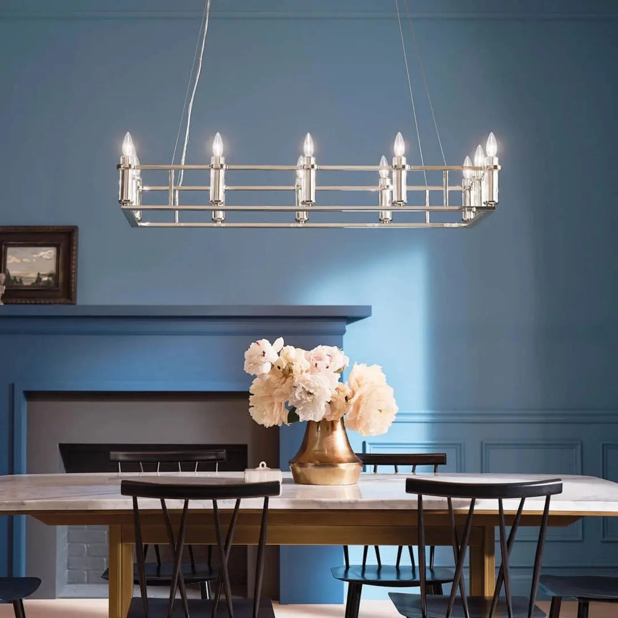 Kichler Lighting - Rosalind 45" 12-Light Linear Chandelier, Polished Nickel Finish | Bees Lighting