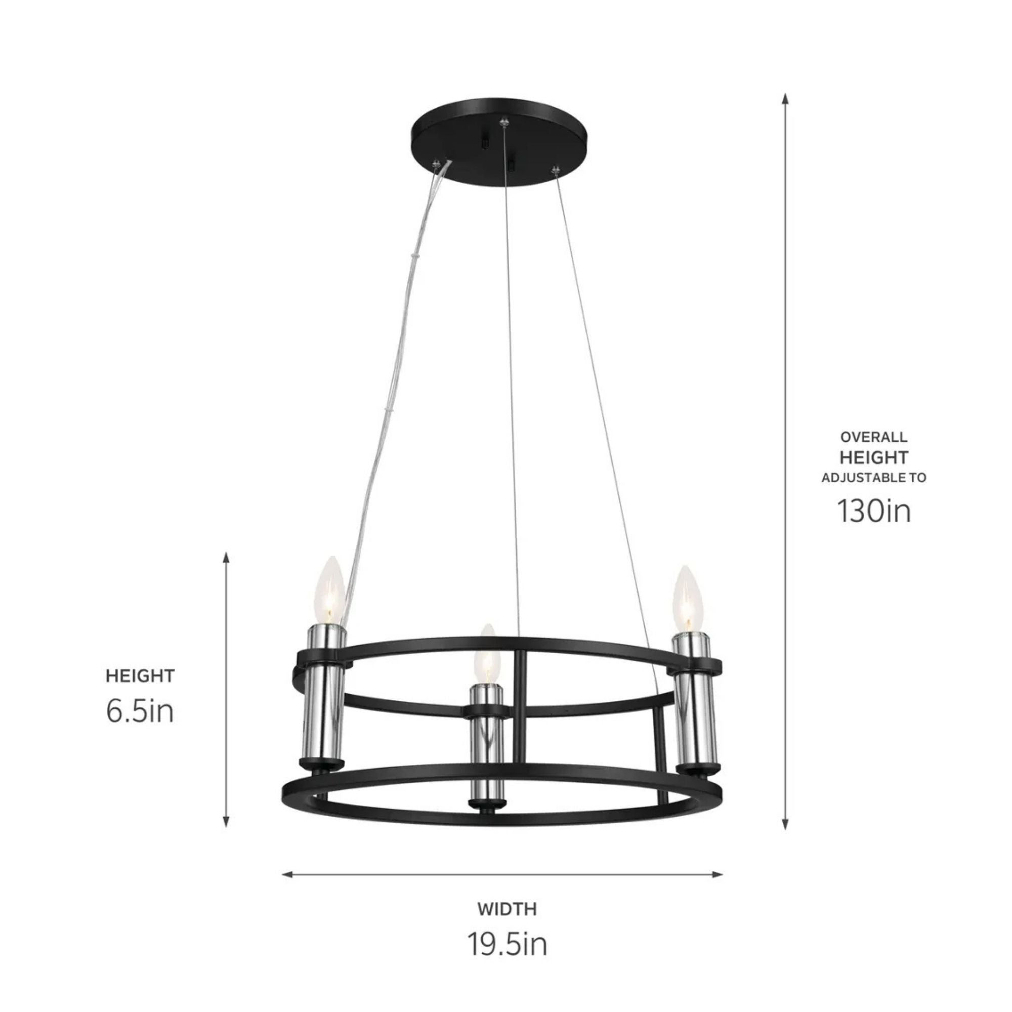 Kichler Lighting - Rosalind 20" 3-Light Mini Chandelier, Black Finish | Bees Lighting