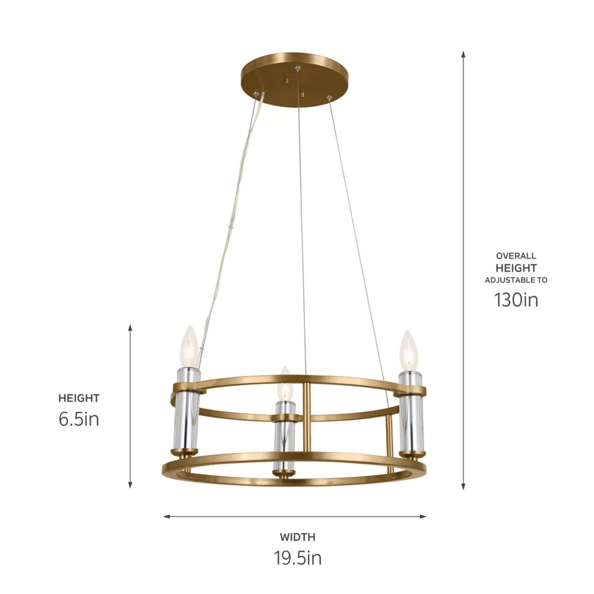 Kichler Lighting - Rosalind 20" 3-Light Mini Chandelier, Brushed Natural Brass Finish | Bees Lighting