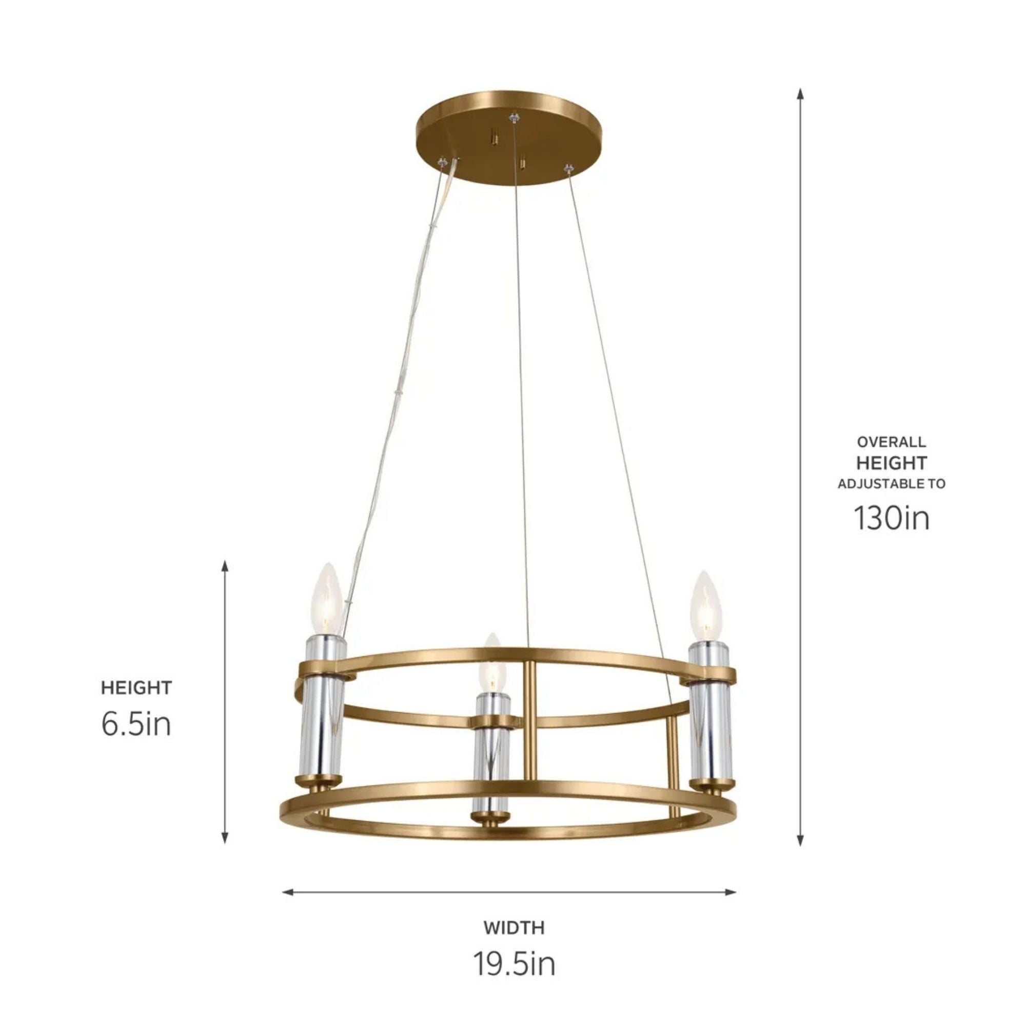 Kichler Lighting - Rosalind 20" 3-Light Mini Chandelier, Brushed Natural Brass Finish | Bees Lighting