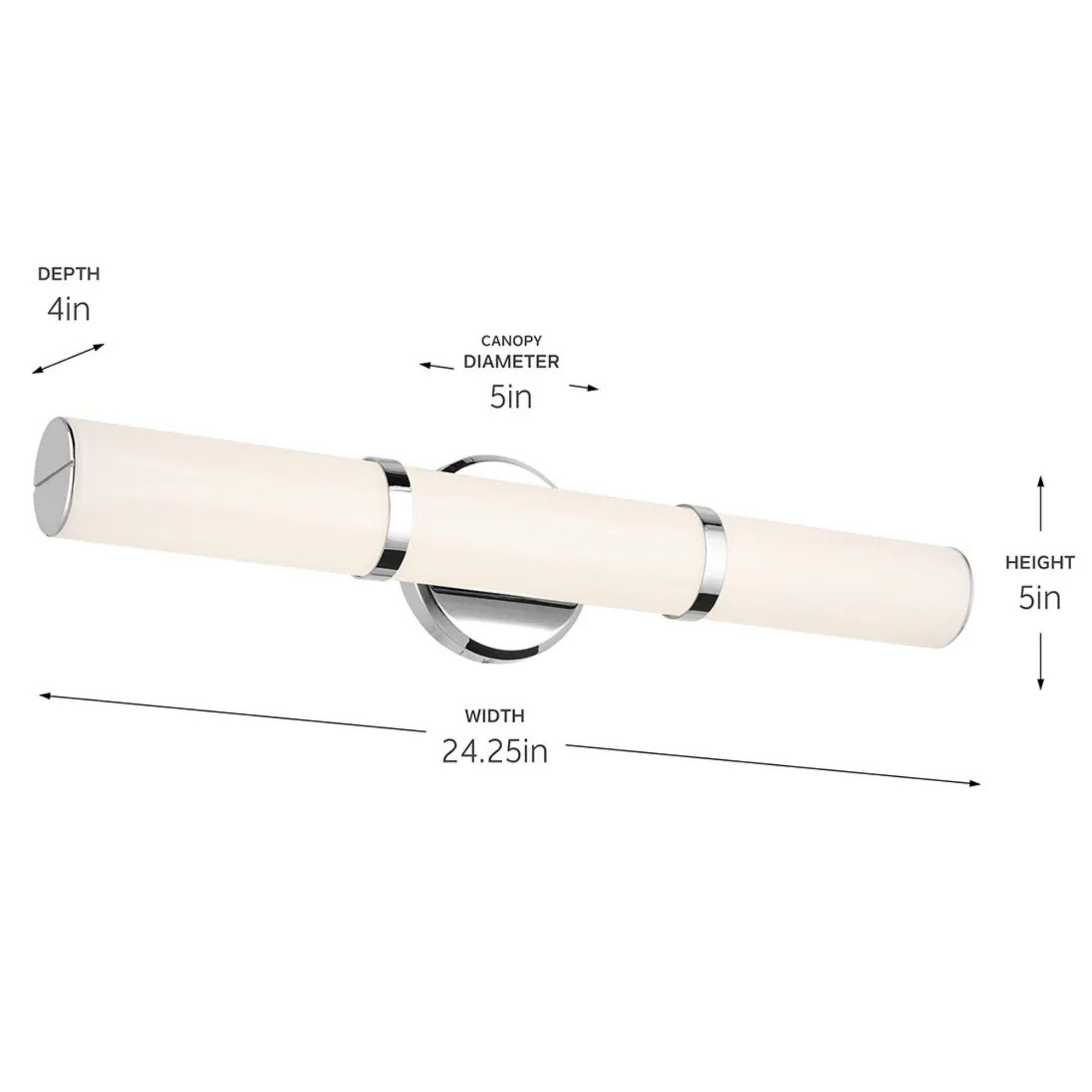 Rosh 24" LED Bath Bar, Chrome Finish