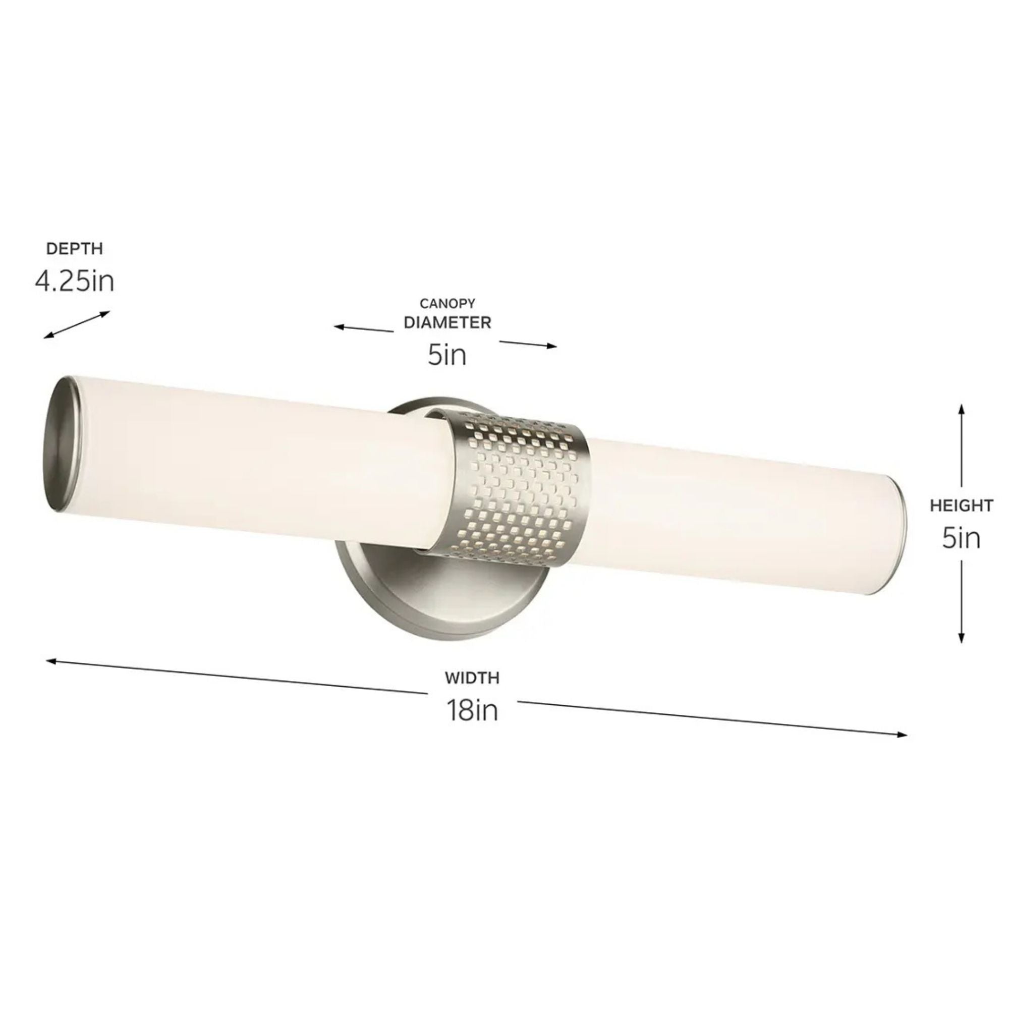 Sashi 18" LED Bath Bar, Brushed Nickel Finish