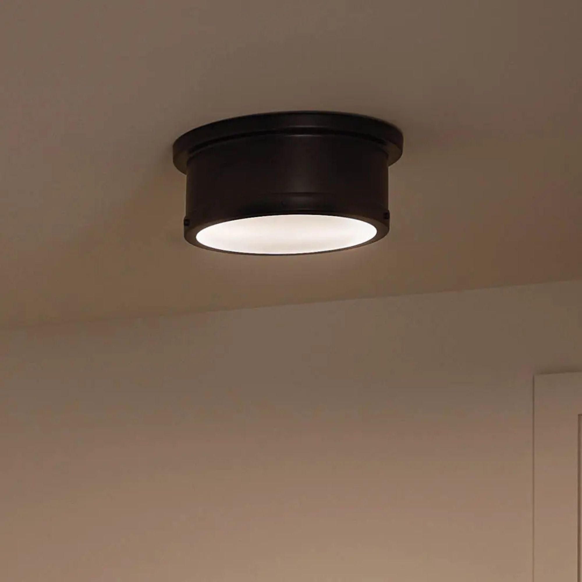 Serca 14" 2-Light Flush Mount, Black Finish