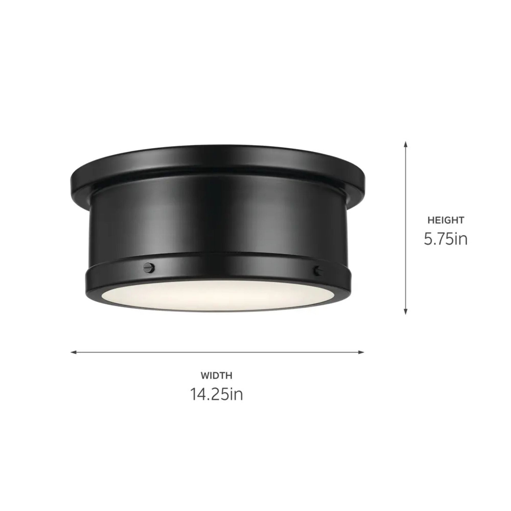 Serca 14" 2-Light Flush Mount, Black Finish