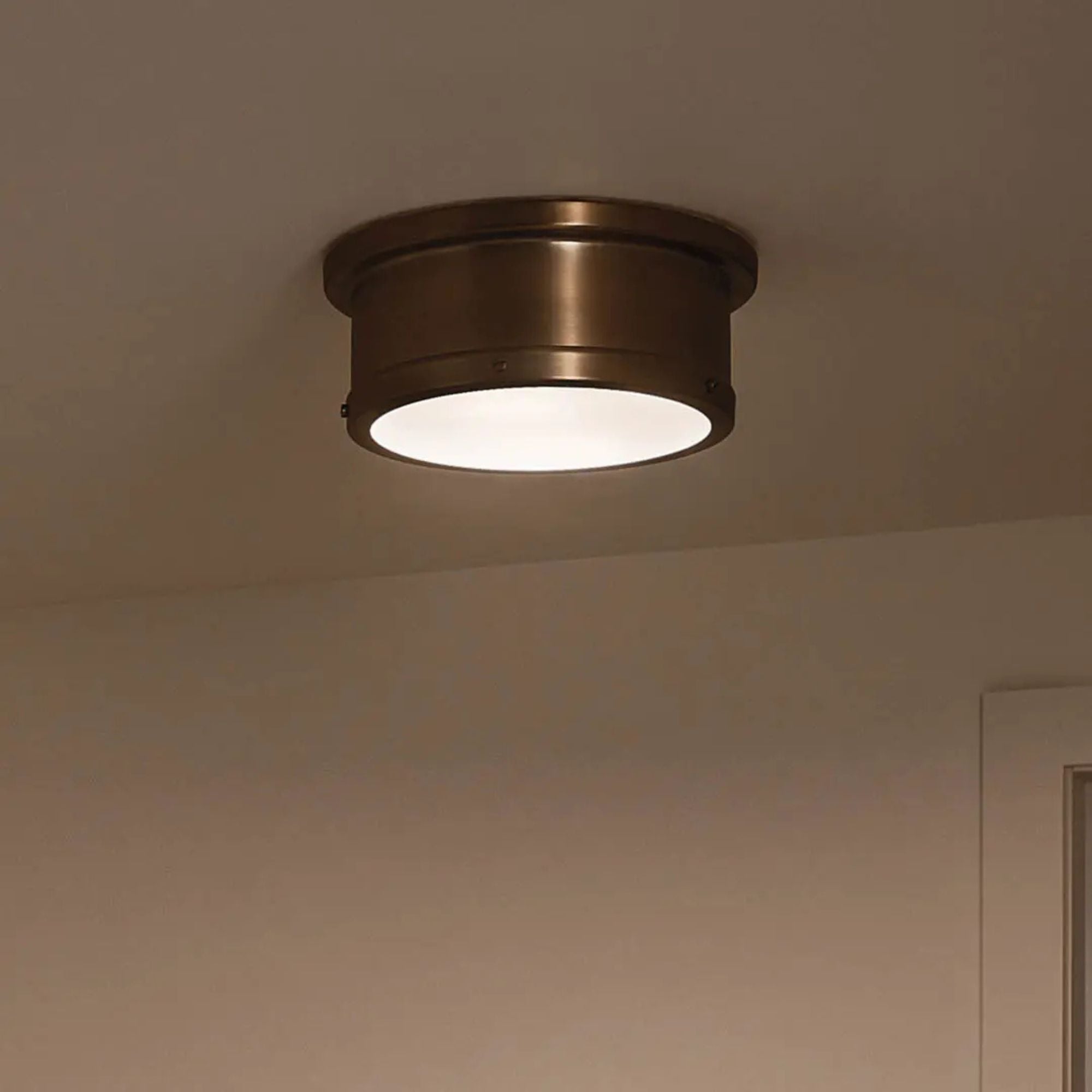 Serca 14" 2-Light Flush Mount, Brushed Natural Brass Finish