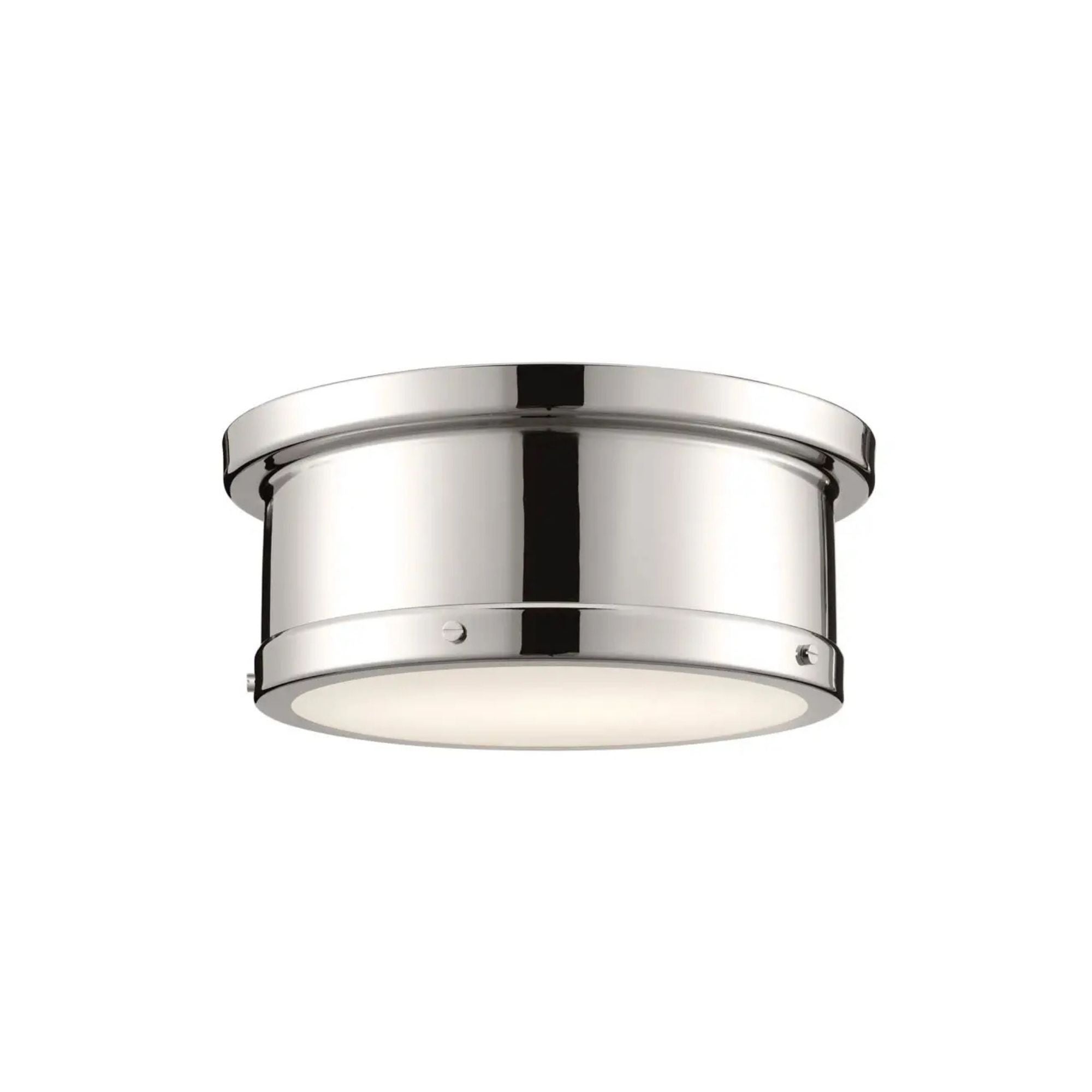Serca 14" 2-Light Flush Mount, Polished Nickel Finish