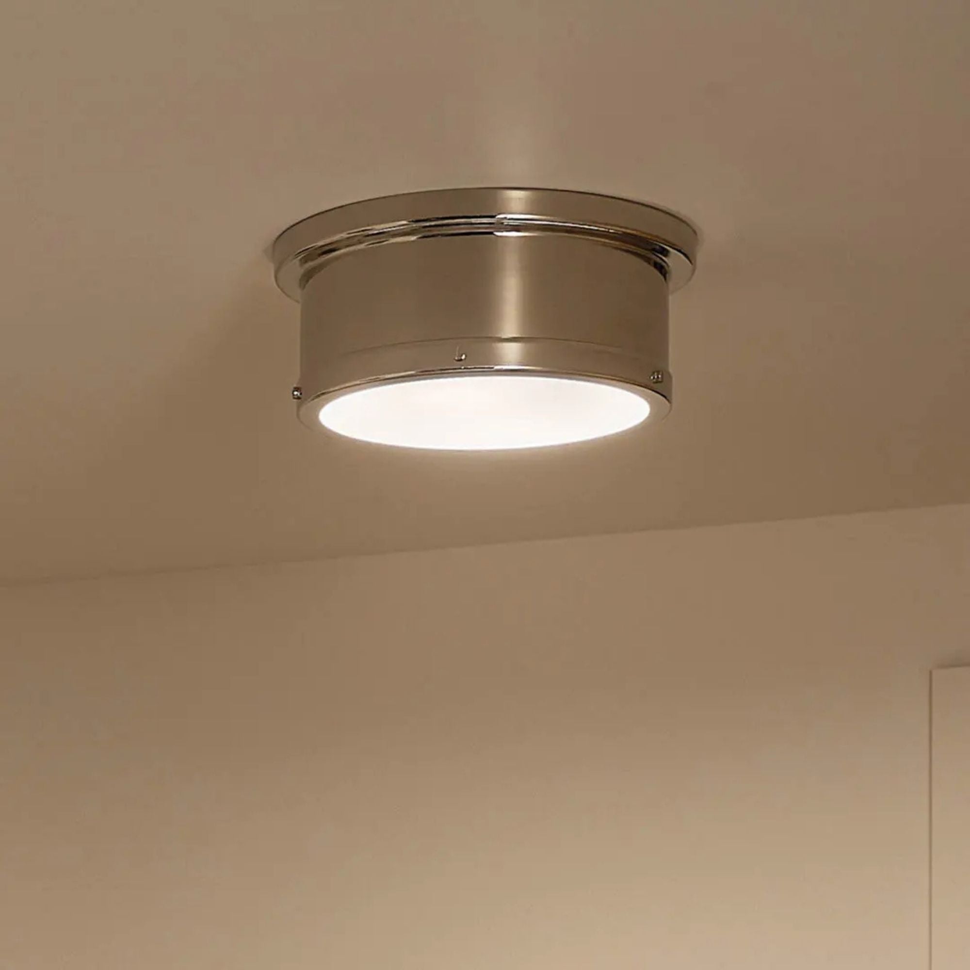 Serca 14" 2-Light Flush Mount, Polished Nickel Finish
