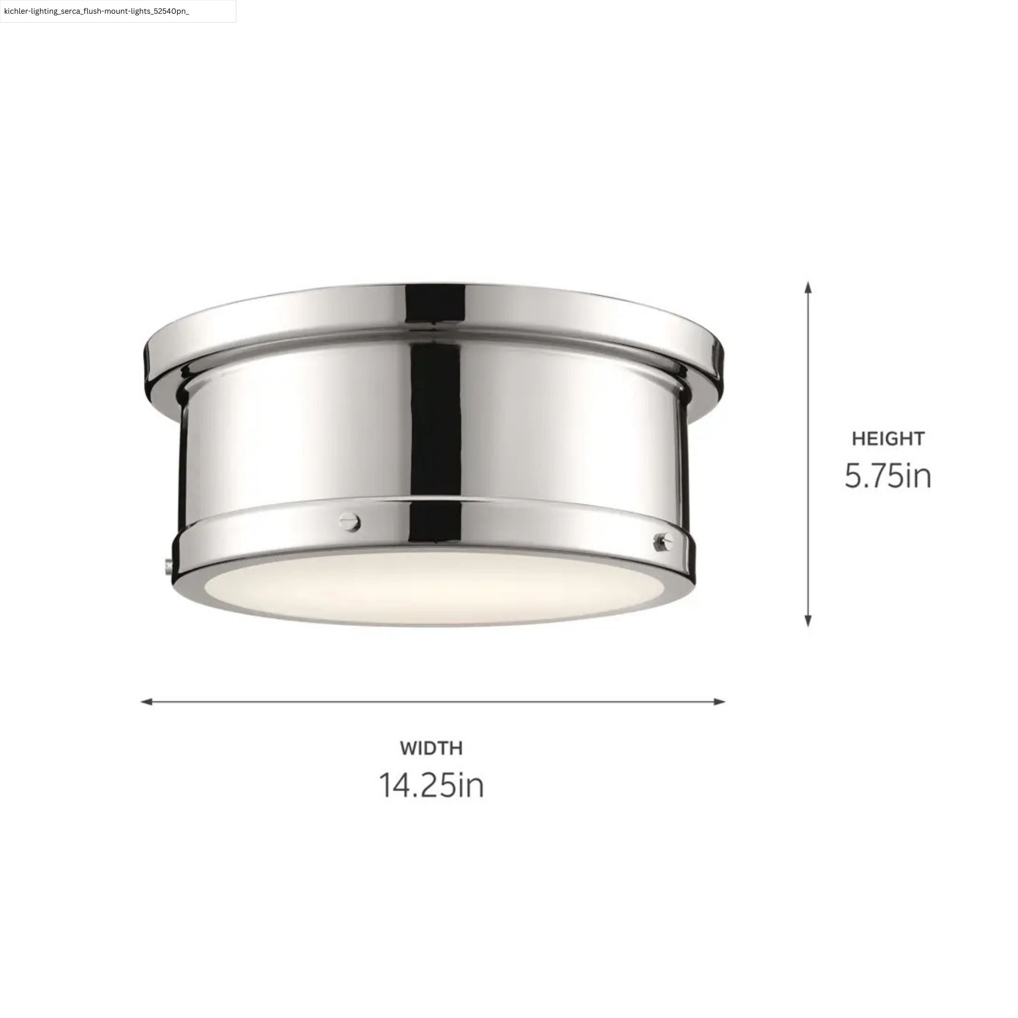 Serca 14" 2-Light Flush Mount, Polished Nickel Finish