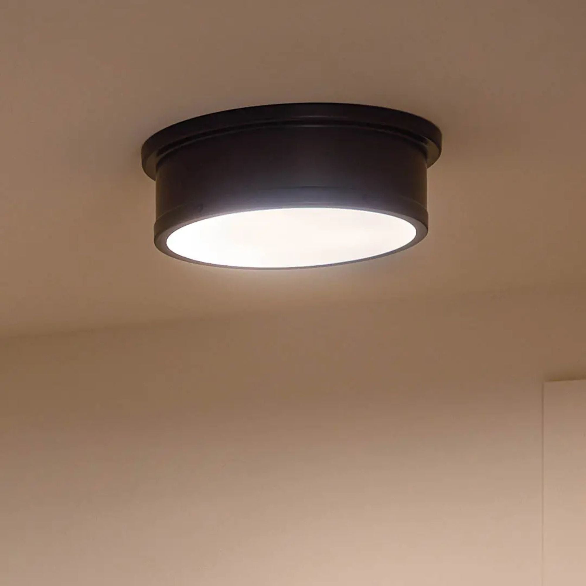 Serca 18" 3-Light Flush Mount, Black Finish