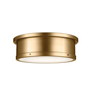 Serca 18" 3-Light Flush Mount, Brushed Natural Brass Finish