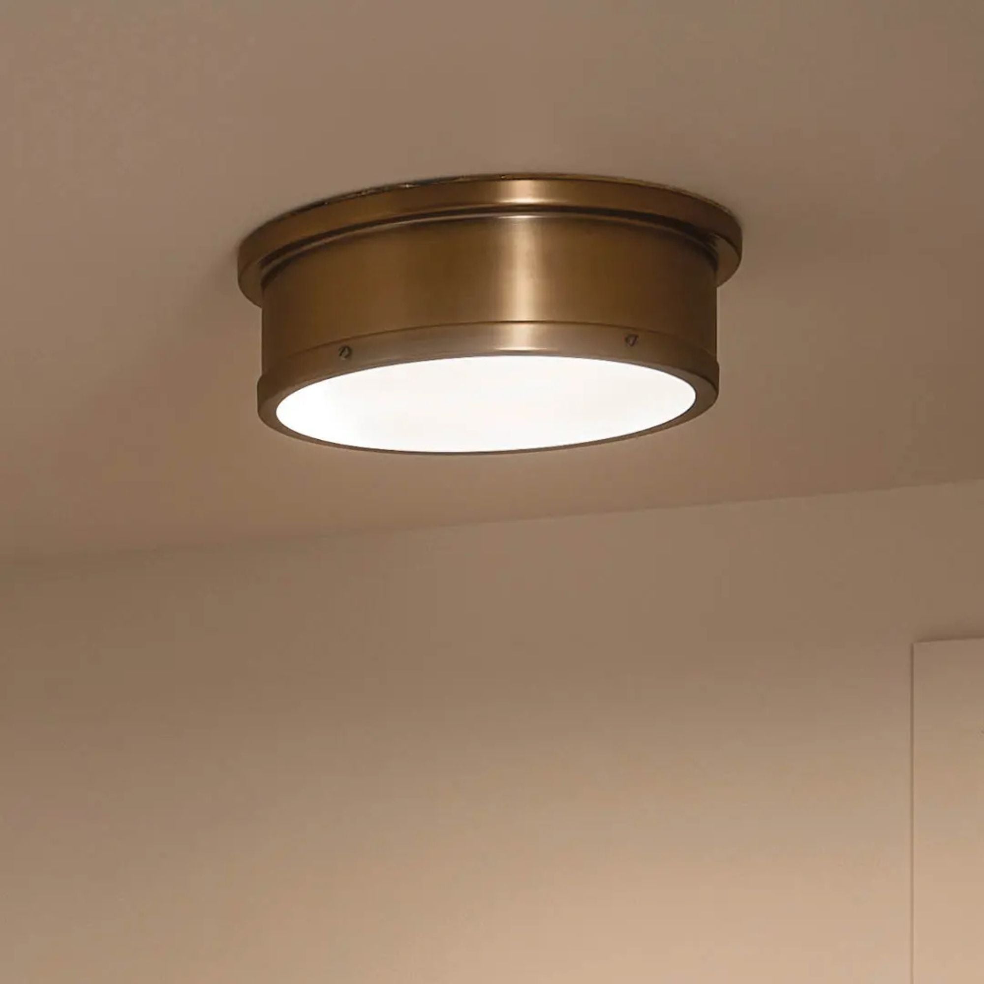 Serca 18" 3-Light Flush Mount, Brushed Natural Brass Finish