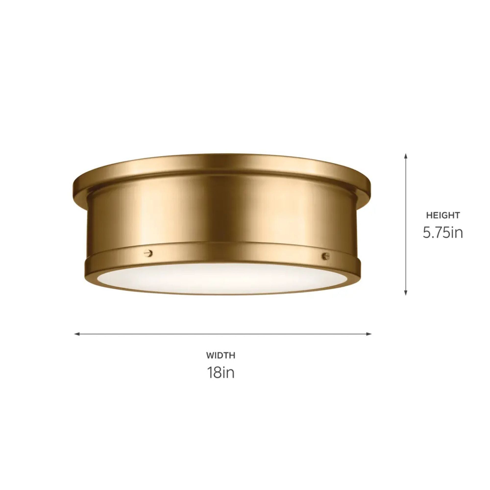 Serca 18" 3-Light Flush Mount, Brushed Natural Brass Finish