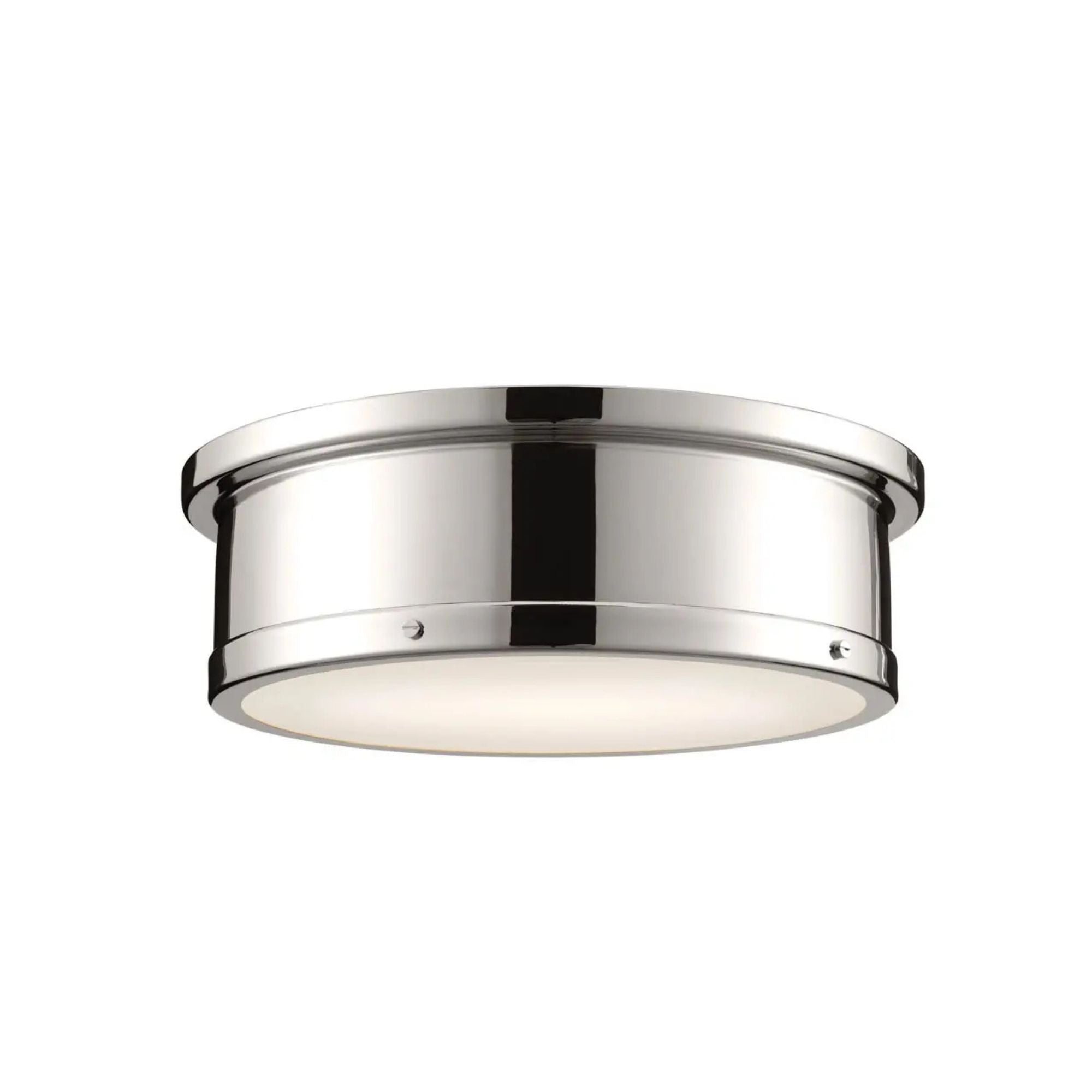 Serca 18" 3-Light Flush Mount, Polished Nickel Finish