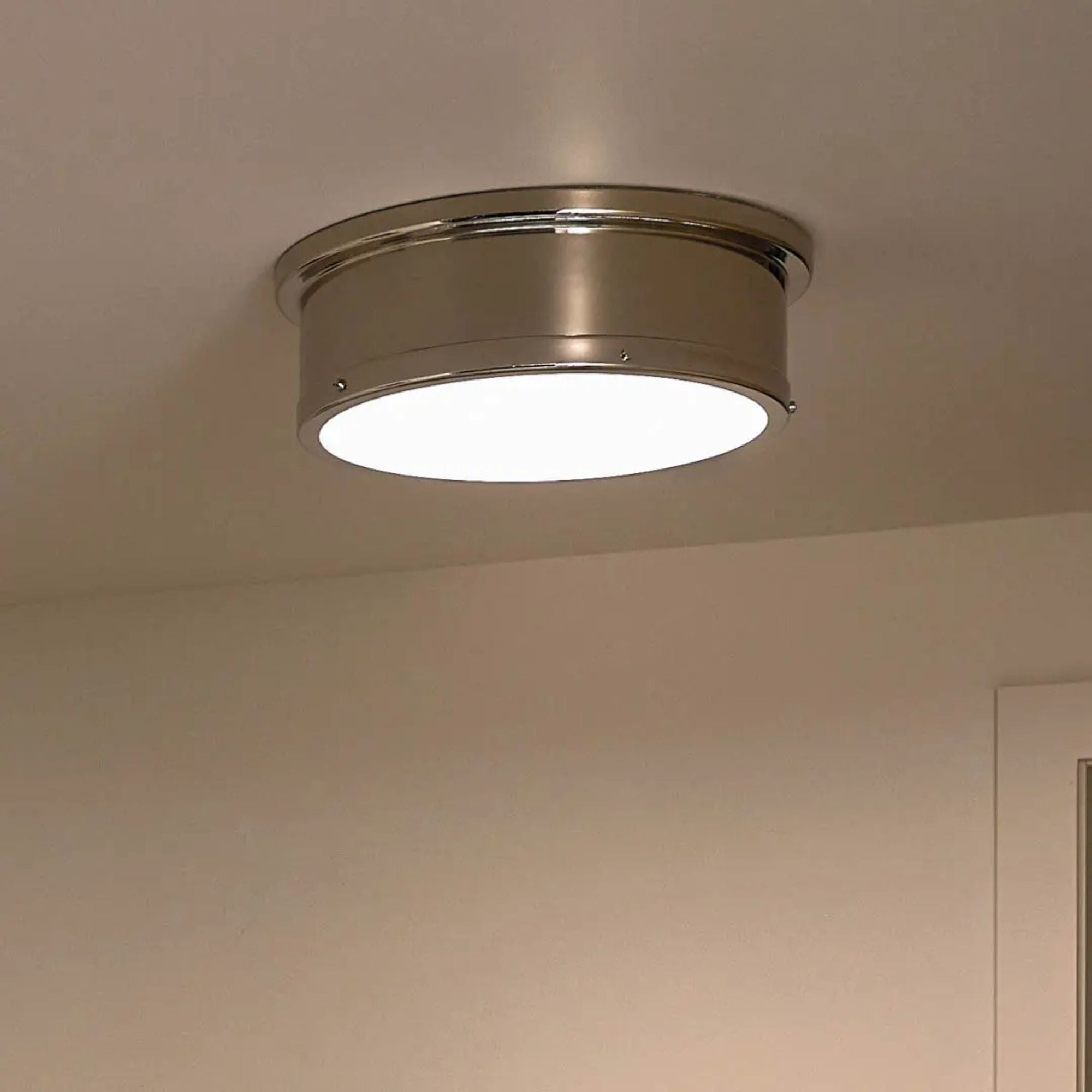 Serca 18" 3-Light Flush Mount, Polished Nickel Finish