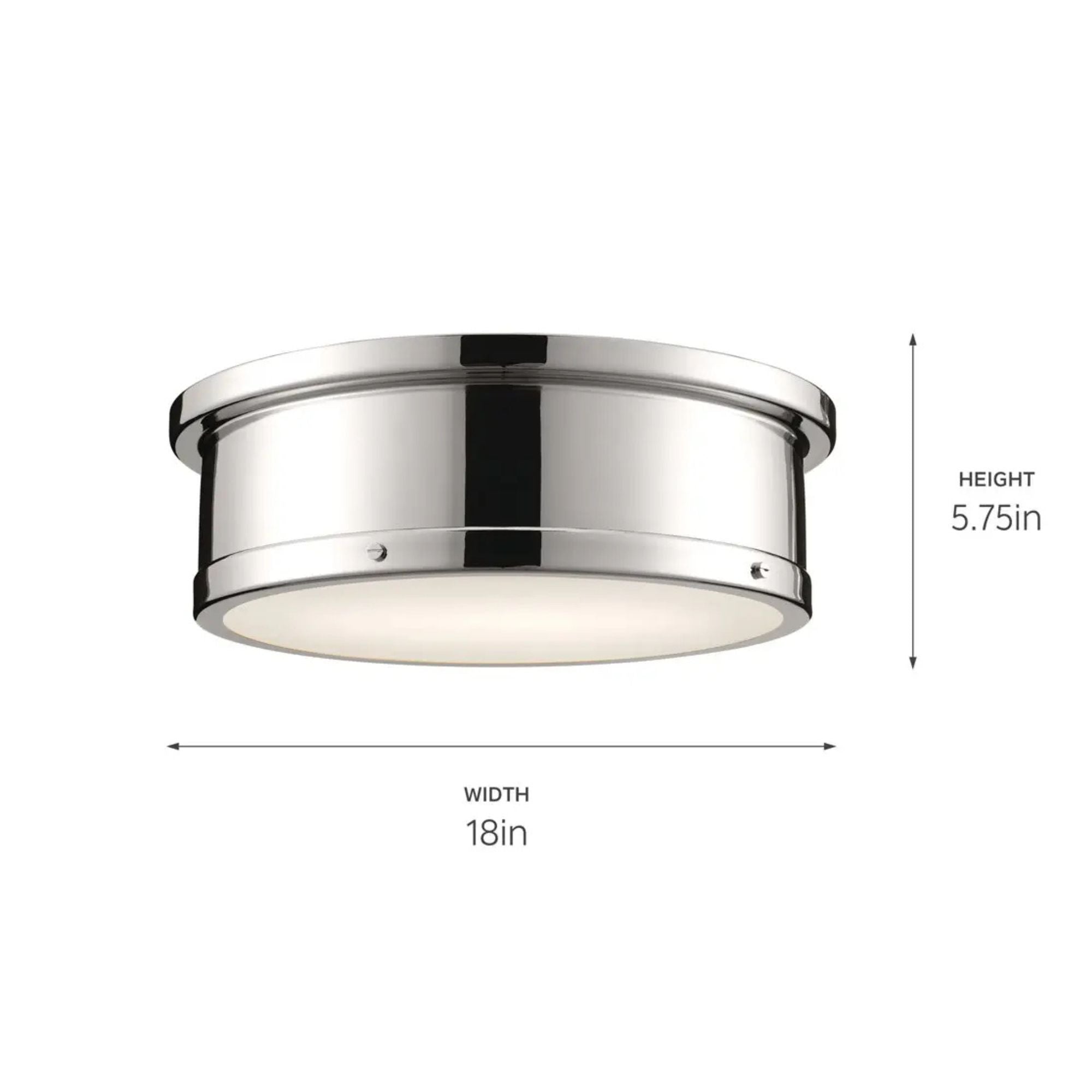 Serca 18" 3-Light Flush Mount, Polished Nickel Finish
