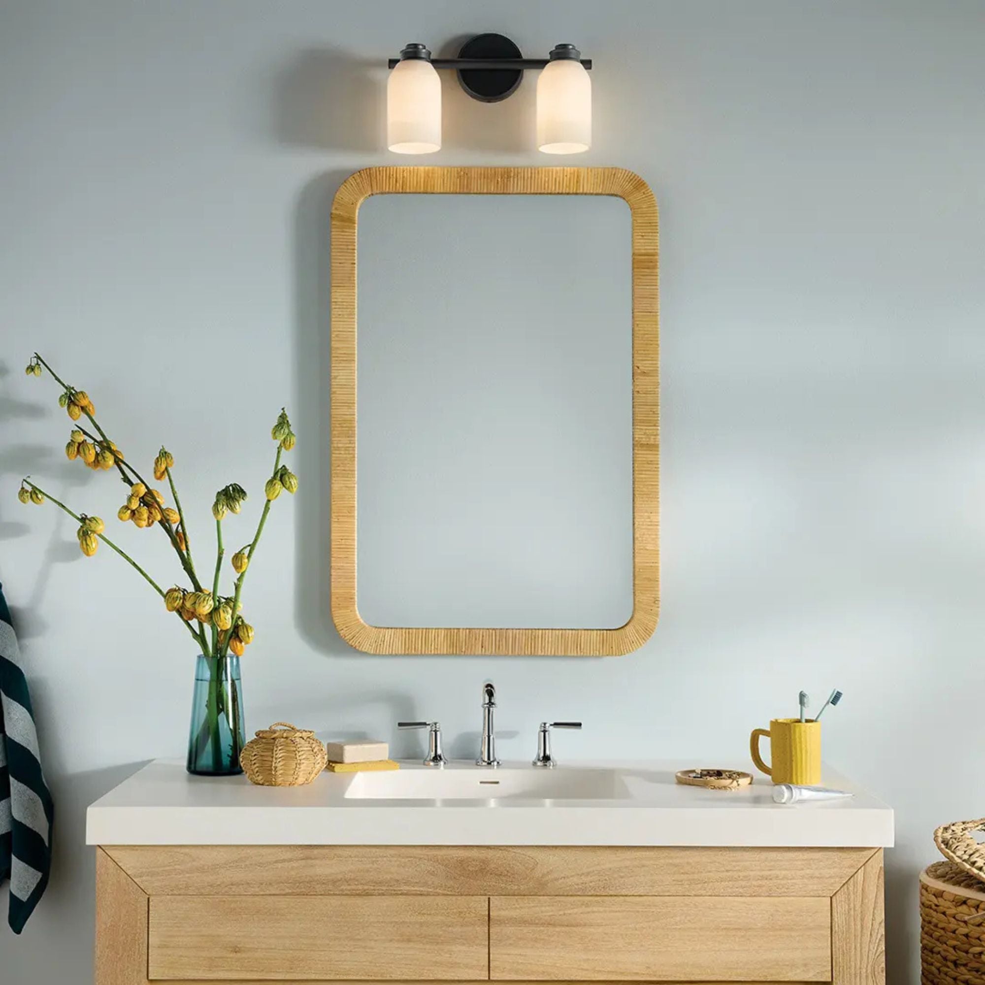 Kichler Lighting - Shae 15" 2-Light Bath Vanity Light, Black Finish | Bees Lighting