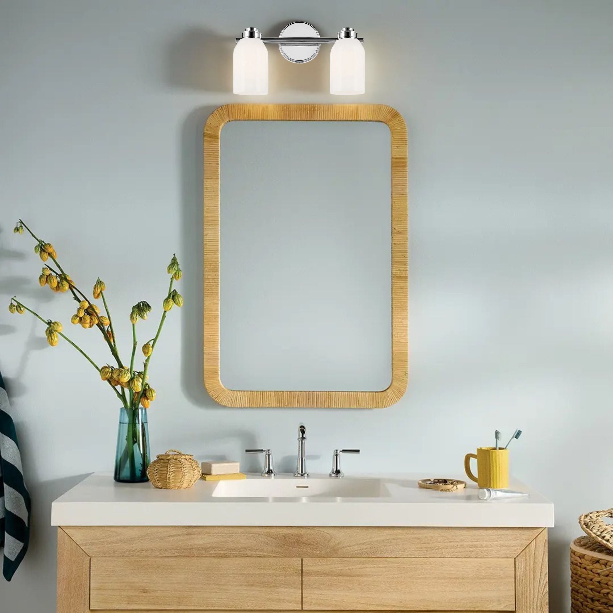 Kichler Lighting - Shae 15" 2-Light Bath Vanity Light, Chrome Finish | Bees Lighting