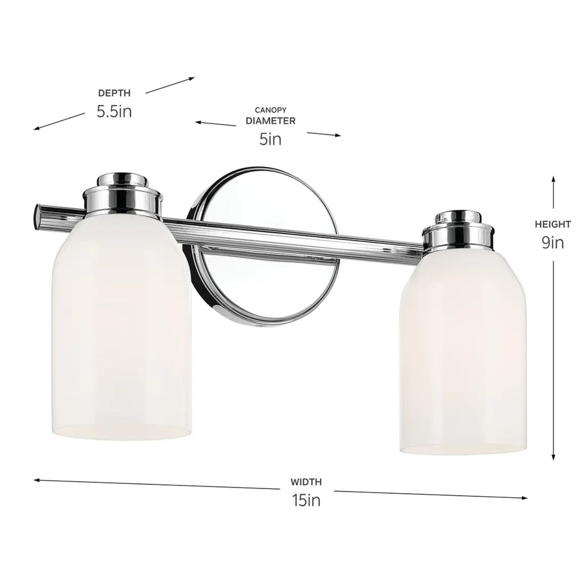 Kichler Lighting - Shae 15" 2-Light Bath Vanity Light, Chrome Finish | Bees Lighting