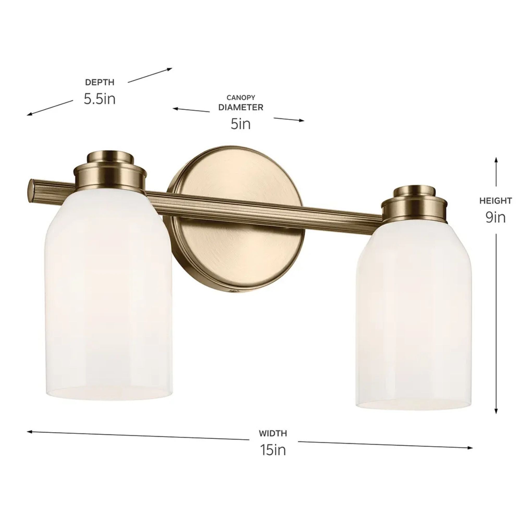 Shae 15" 2-Light Bath Vanity Light, Champagne Bronze Finish