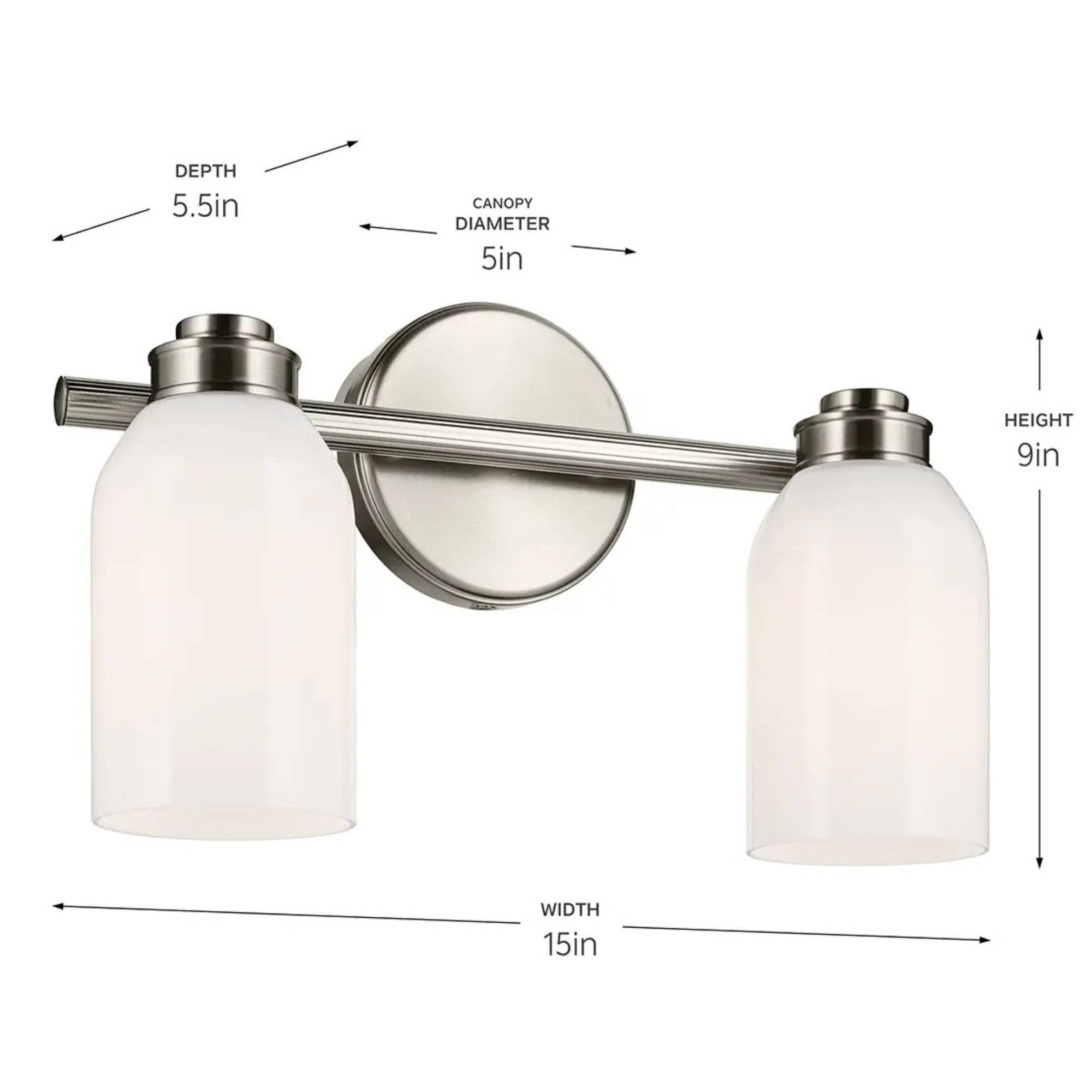 Kichler Lighting - Shae 15" 2-Light Bath Vanity Light, Brushed Nickel Finish | Bees Lighting