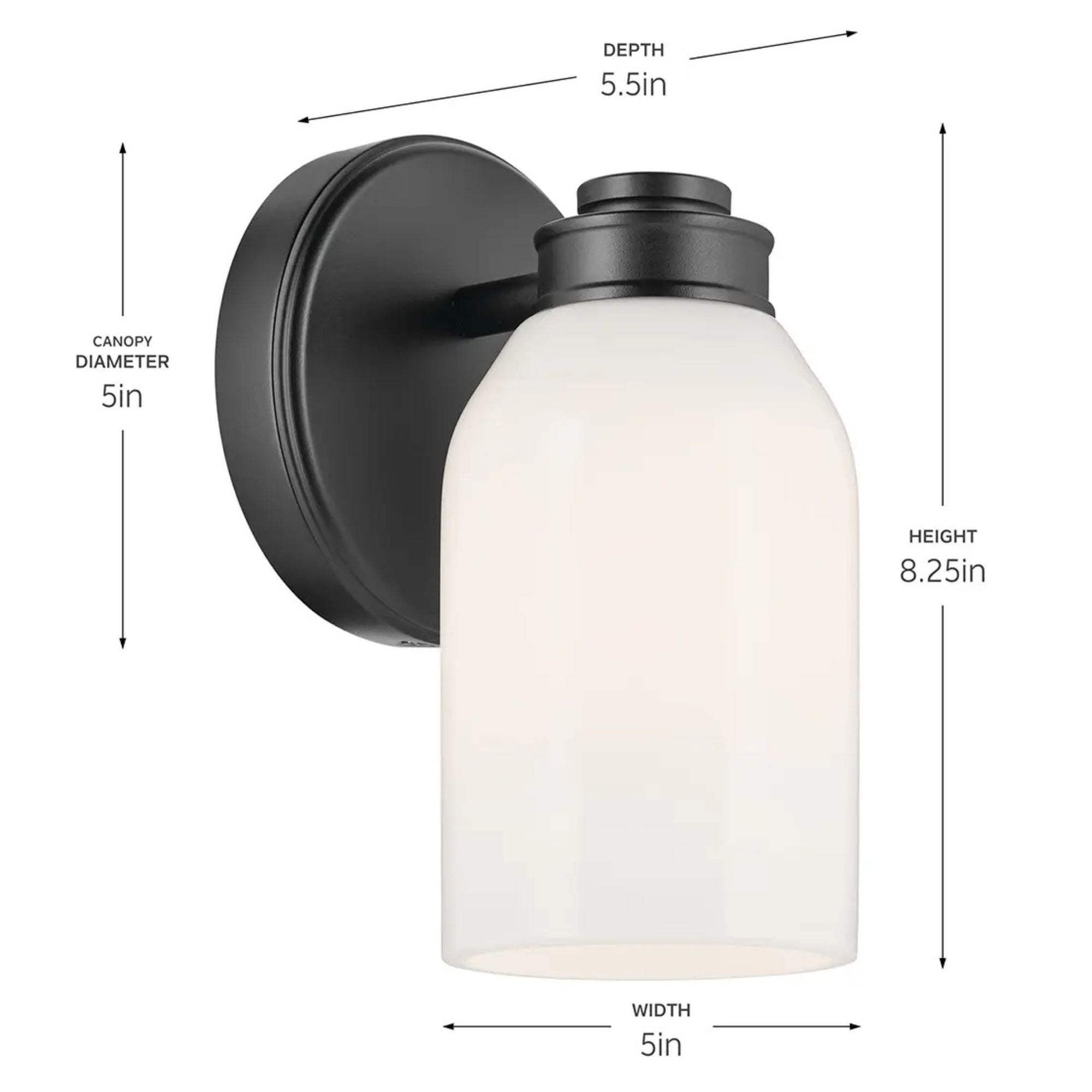 Shae 5" Wall Sconce, Black Finish