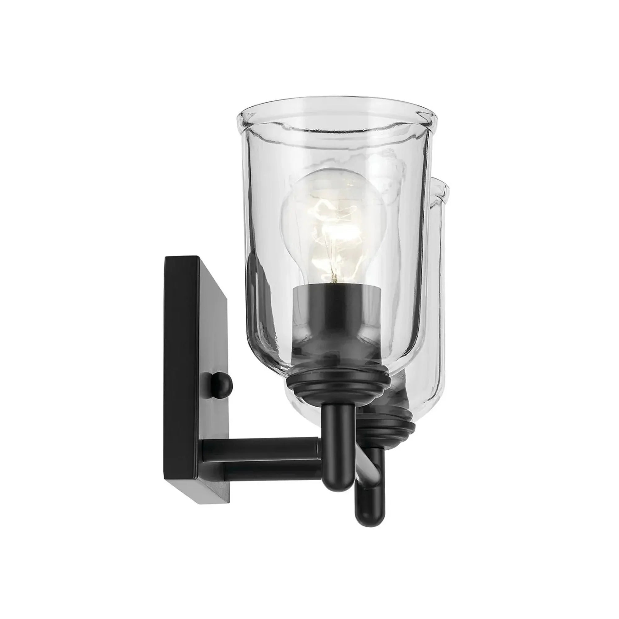 Shailene 13" 2-Light Bath Vanity Light, Black Finish, Clear Glass