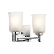Shailene 13" 2-Light Bath Vanity Light, Chrome Finish, Etched Glass