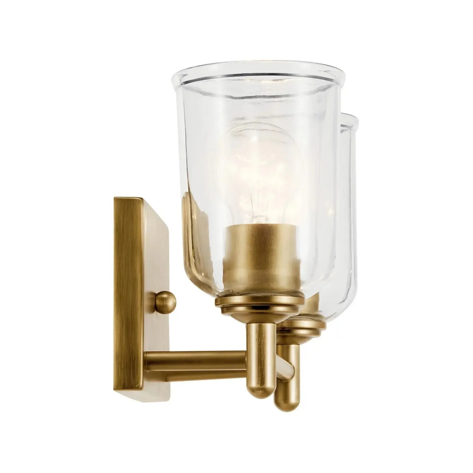 Shailene 13" 2-Light Bath Vanity Light, Natural Brass Finish, Clear Glass