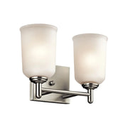 Shailene 13" 2-Light Bath Vanity Light, Brushed Nickel Finish, Etched Glass